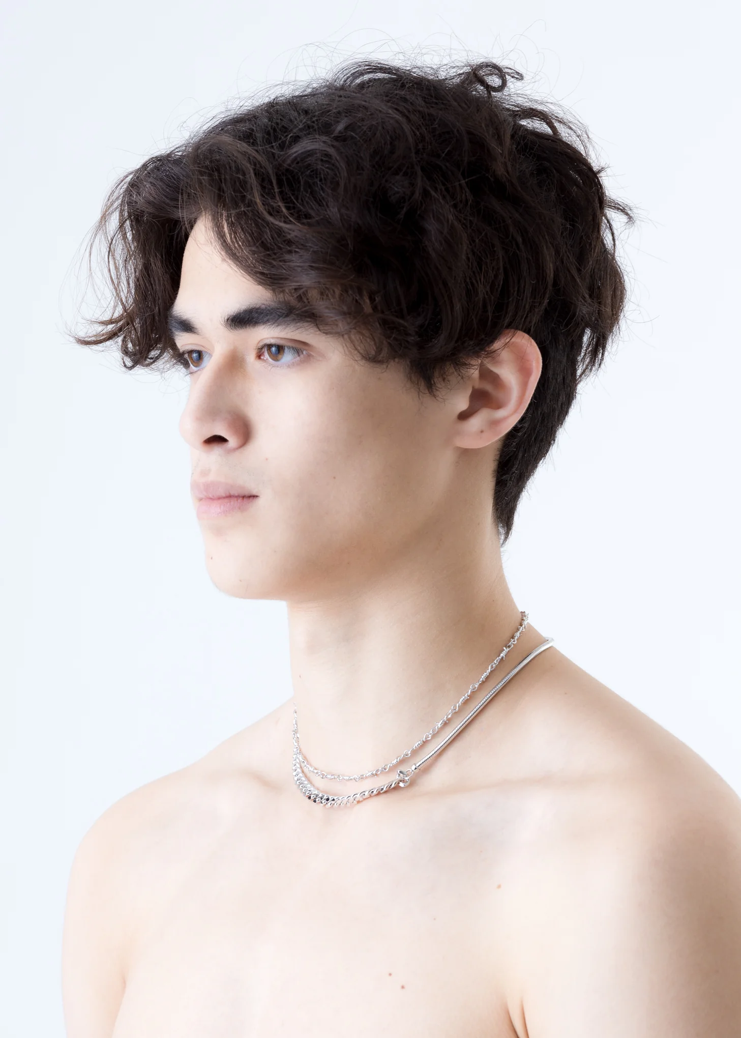 Silver Pearl and Mixed Chain Necklace - Image 4