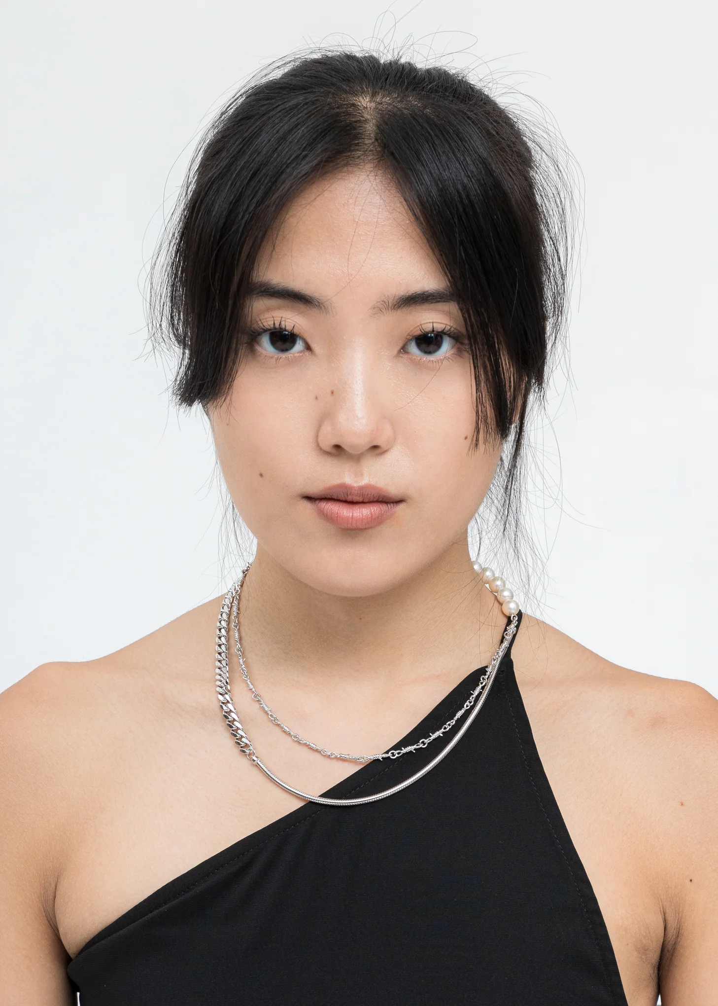 Silver Pearl and Mixed Chain Necklace - Image 3