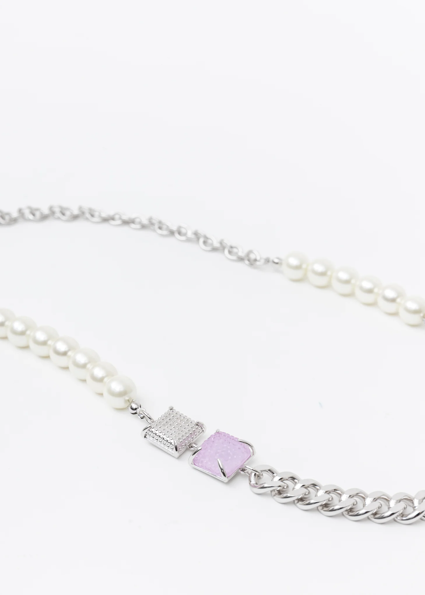 Silver Pearl And Purple Candy Necklace - Image 4