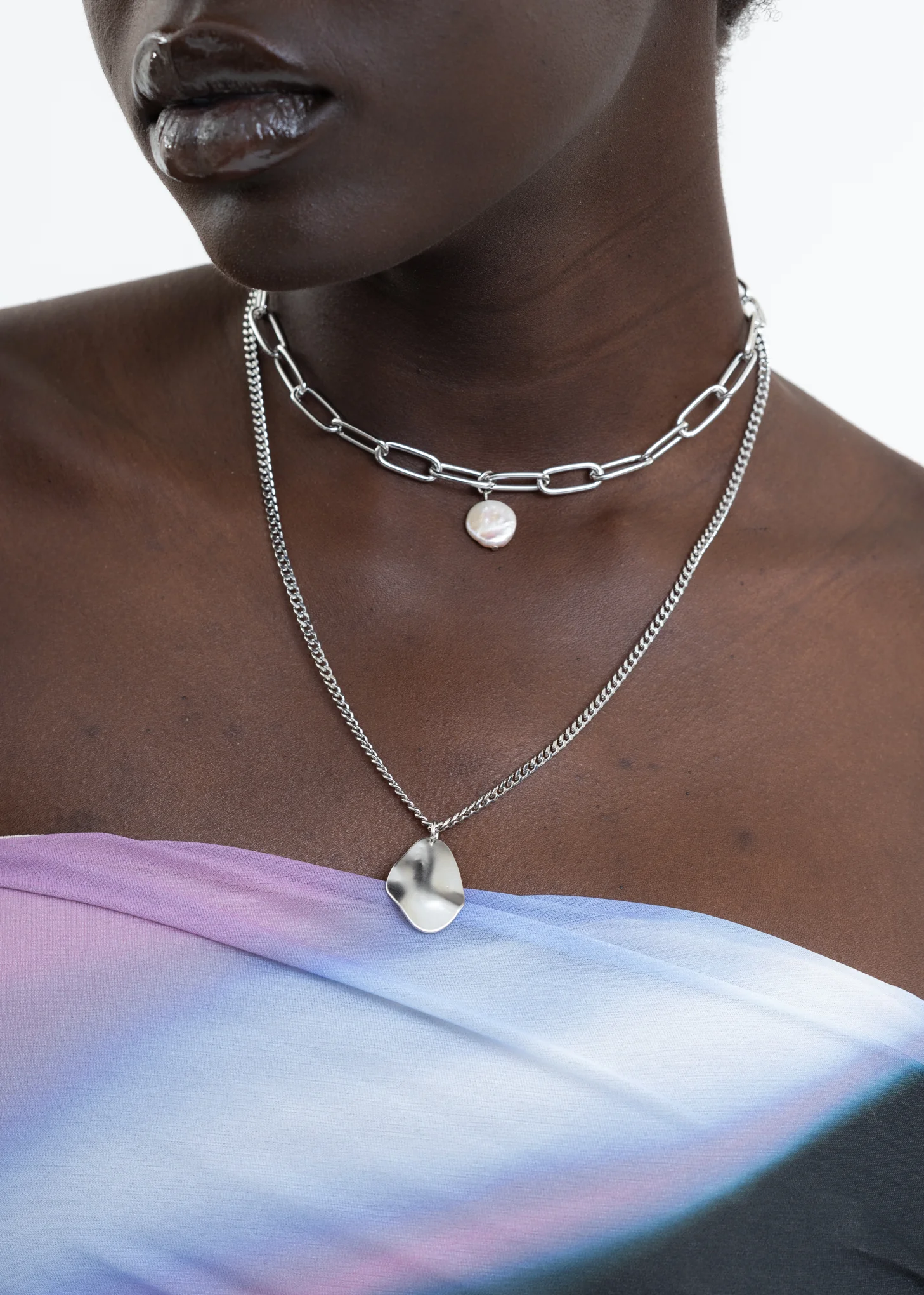 Silver Pick And Pearl Mix Necklaces - Image 3