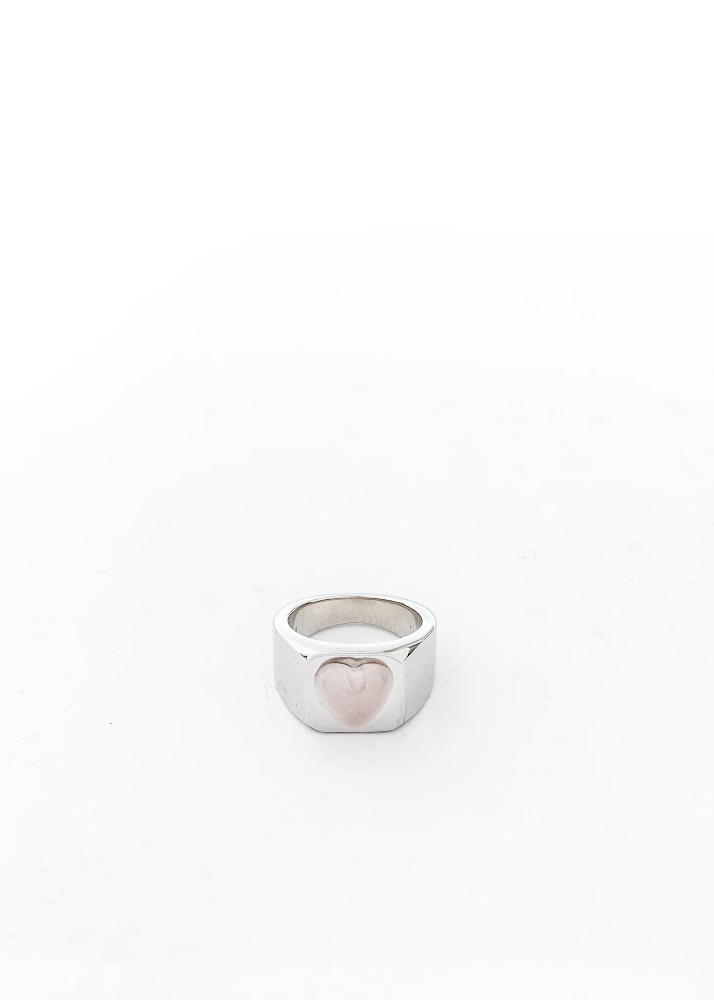 Silver Pink Heart Shape Ring