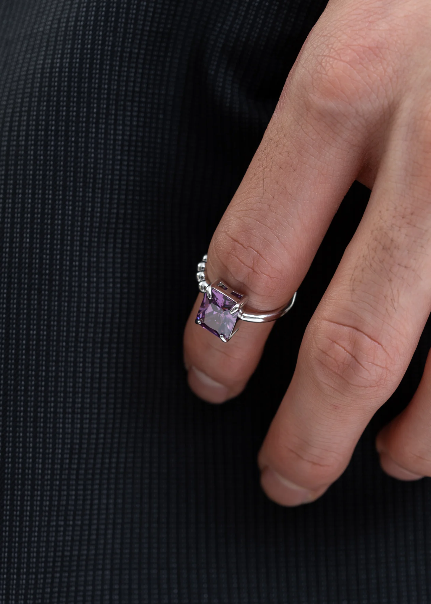 Silver Purple Stone Ring - Image 3