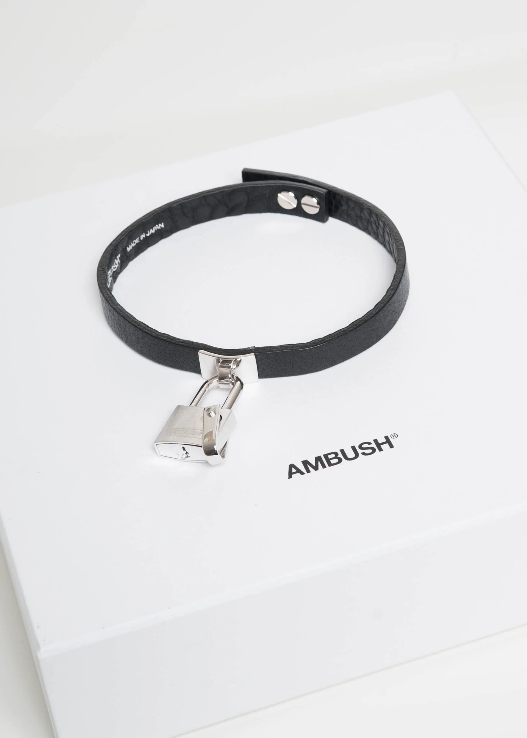 Silver Rebel Padlock Leather Choker