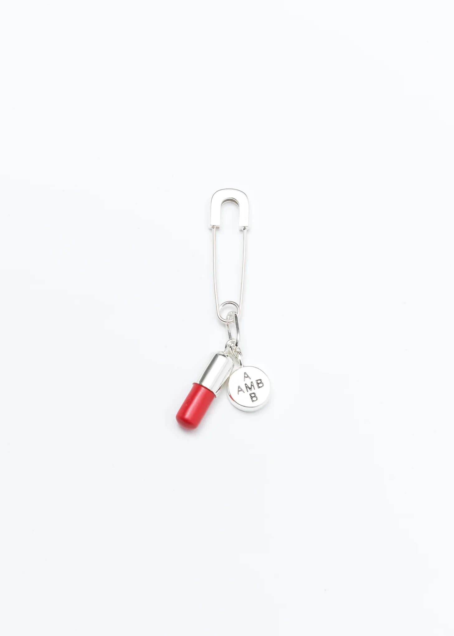 Silver & Red Single Pill Charm Earring