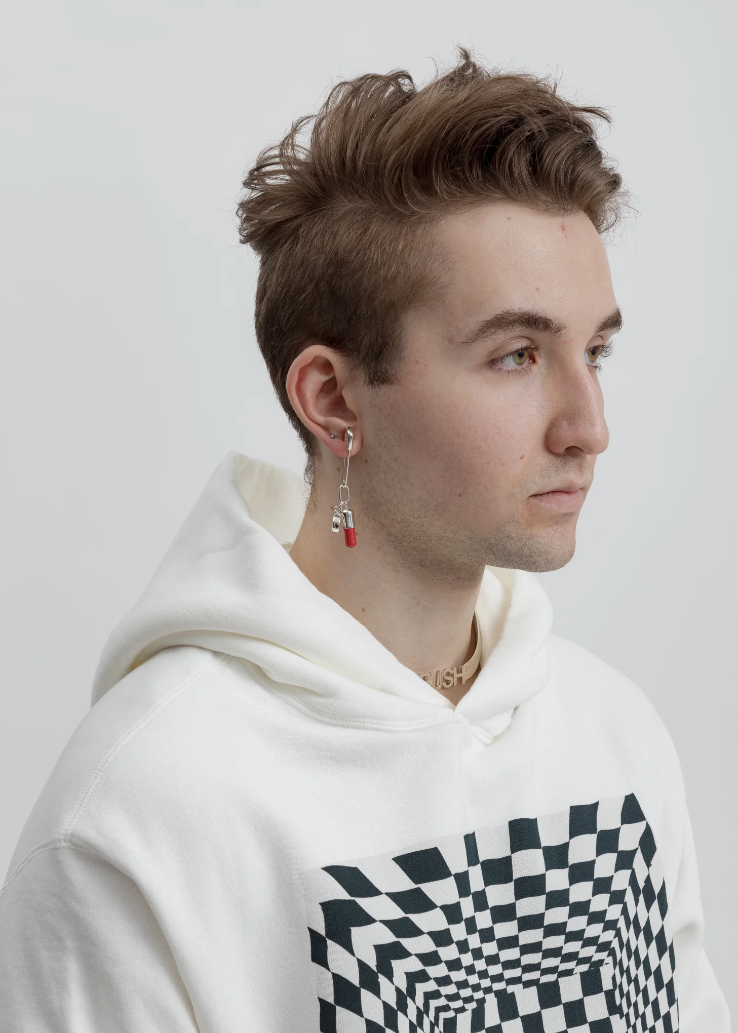 Silver & Red Single Pill Charm Earring - Image 2