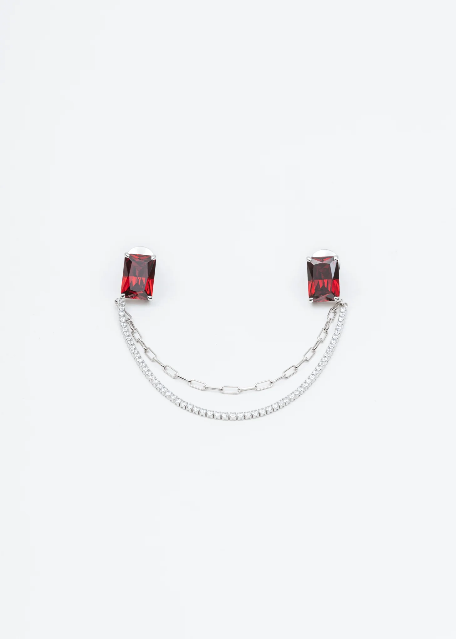 Silver Red Stone Pin