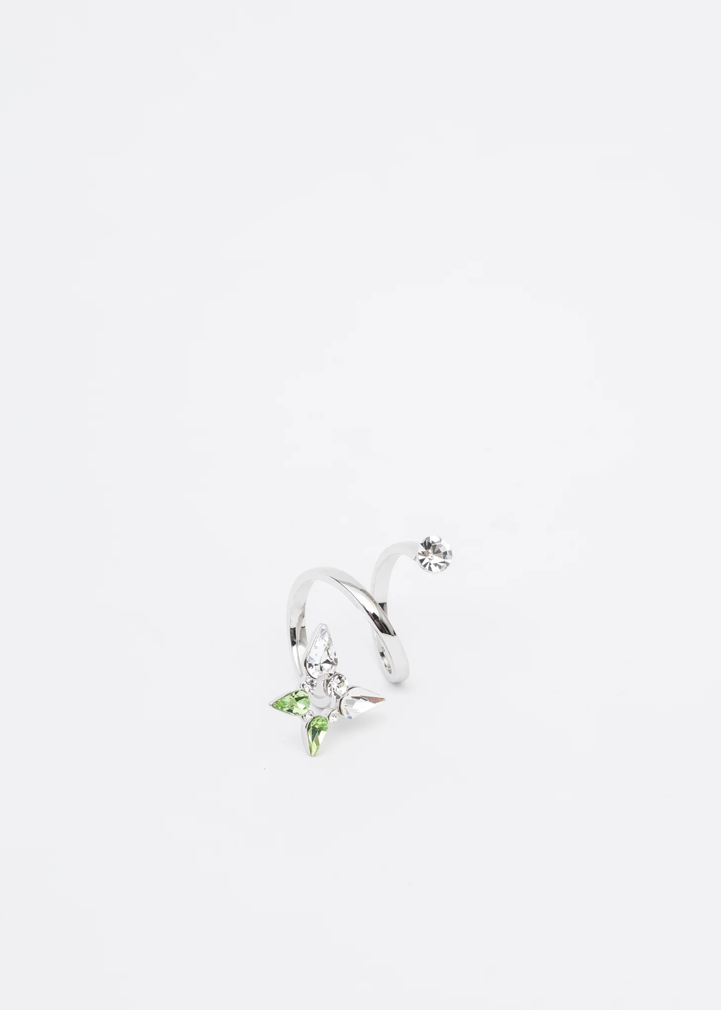 Silver Rhinestone And Butterfly Ring - Image 4