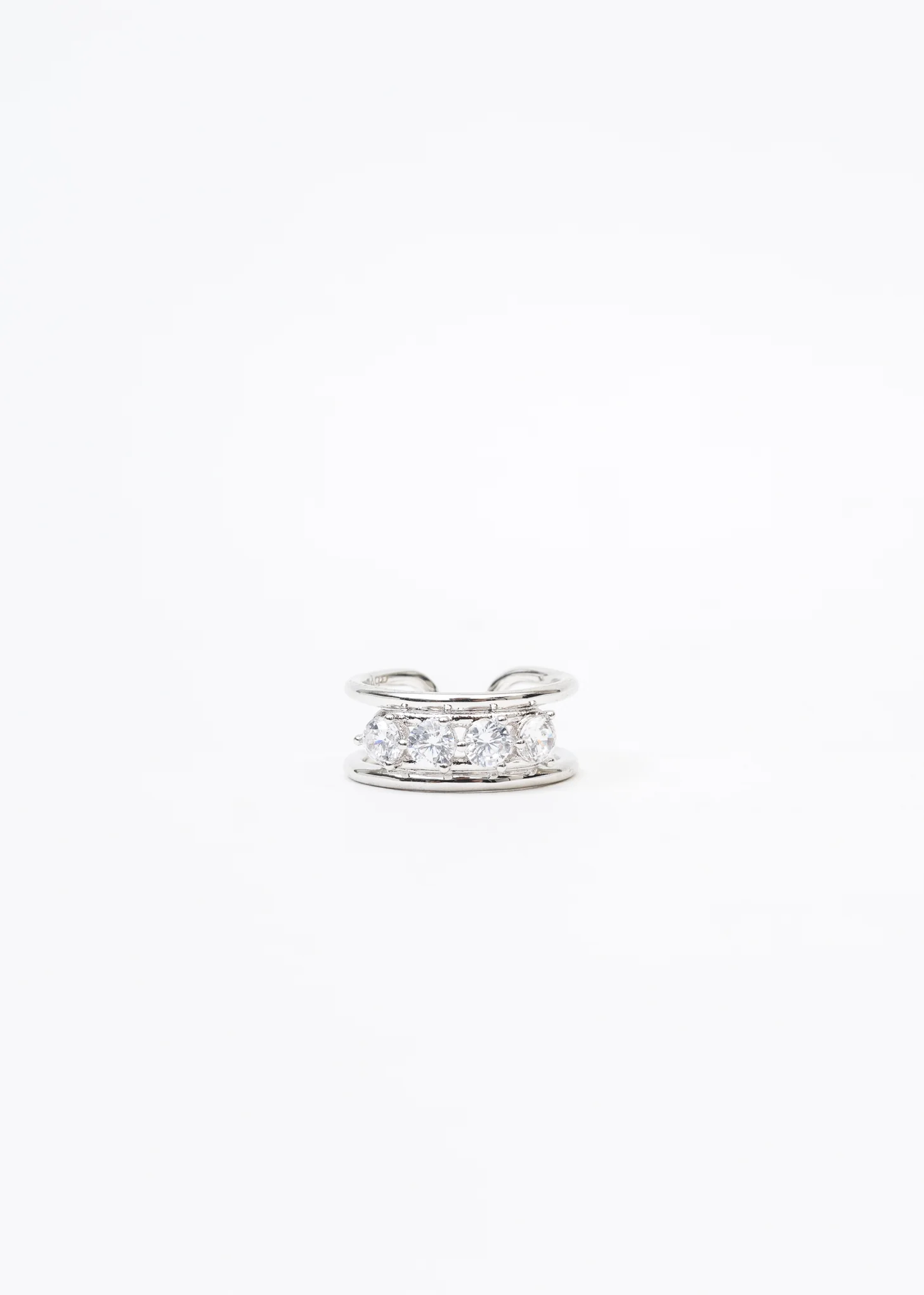Silver Four Rhinestones Ring