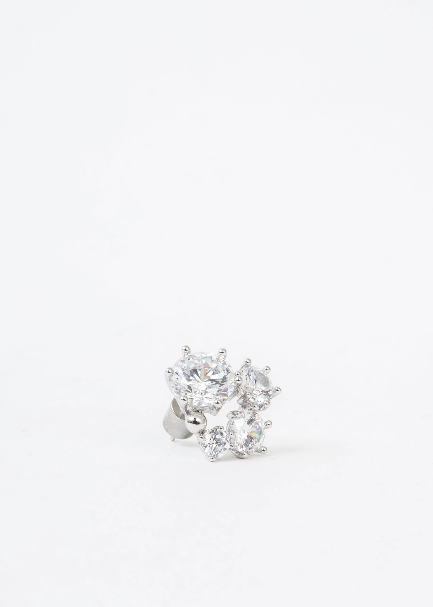 Silver Rhinestone Fireworks  Earring  - Single
