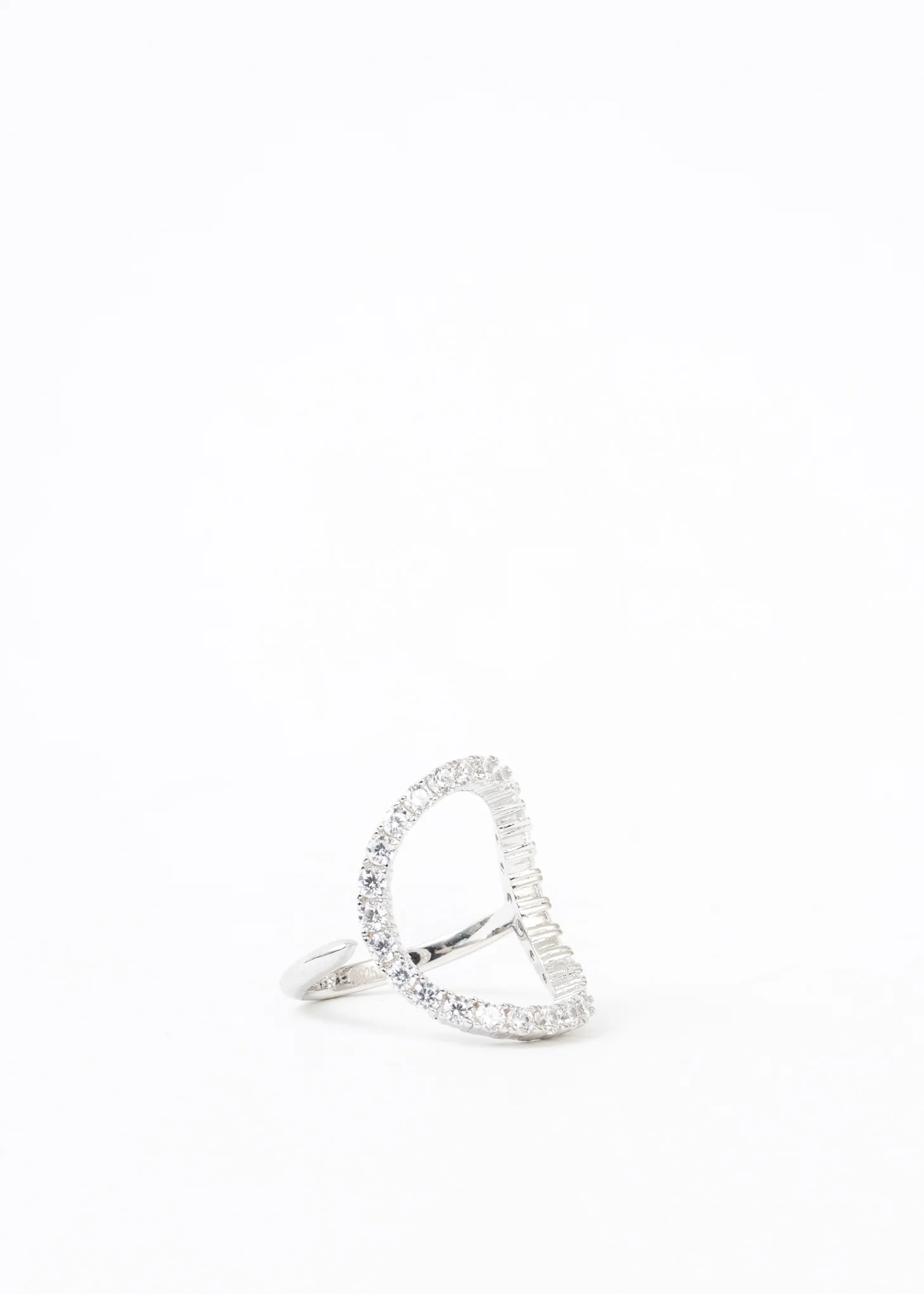 Silver Rhinestone Moon Ring