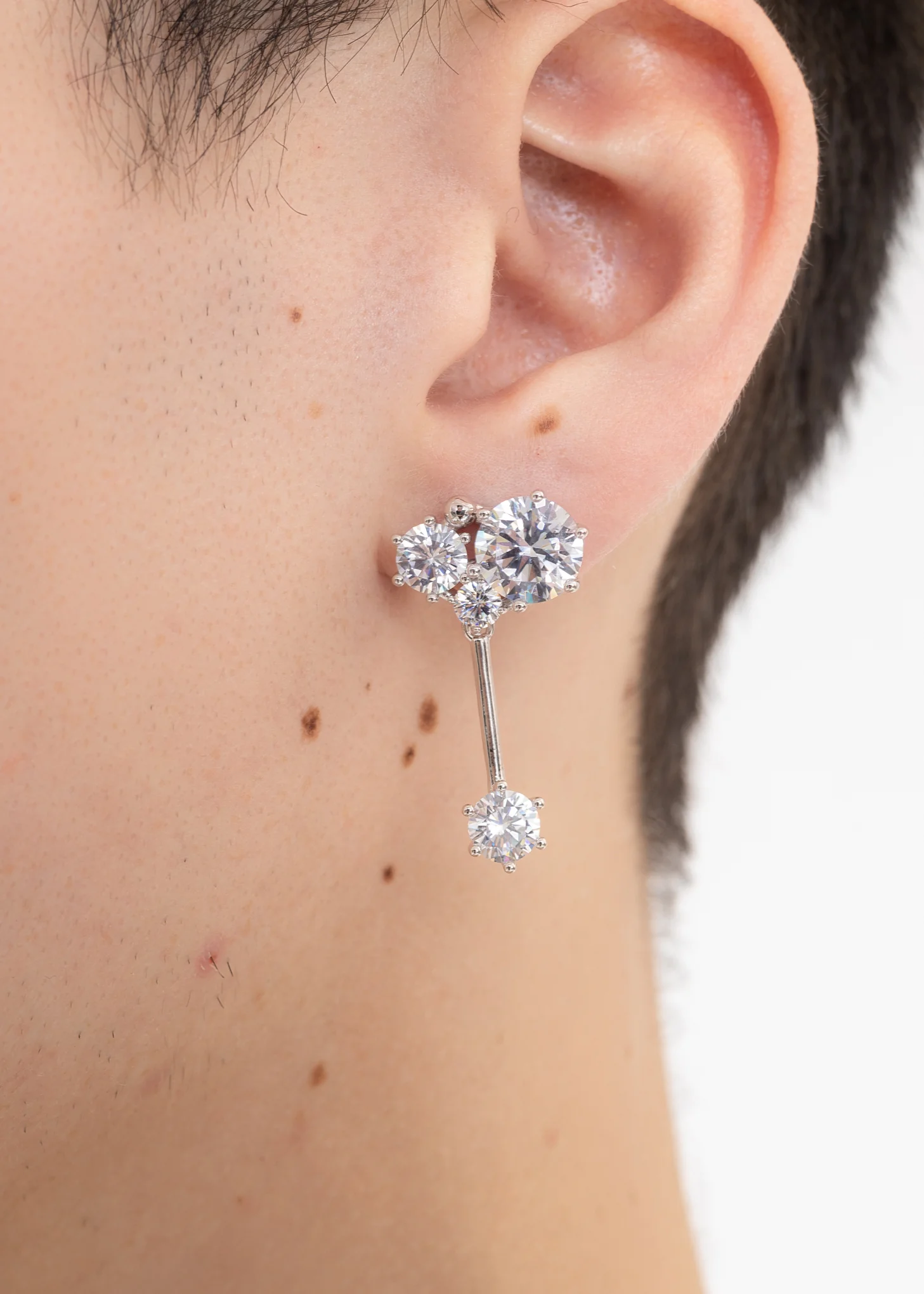 Silver Rhinestone Snow Drop Earring  - Single - Image 2