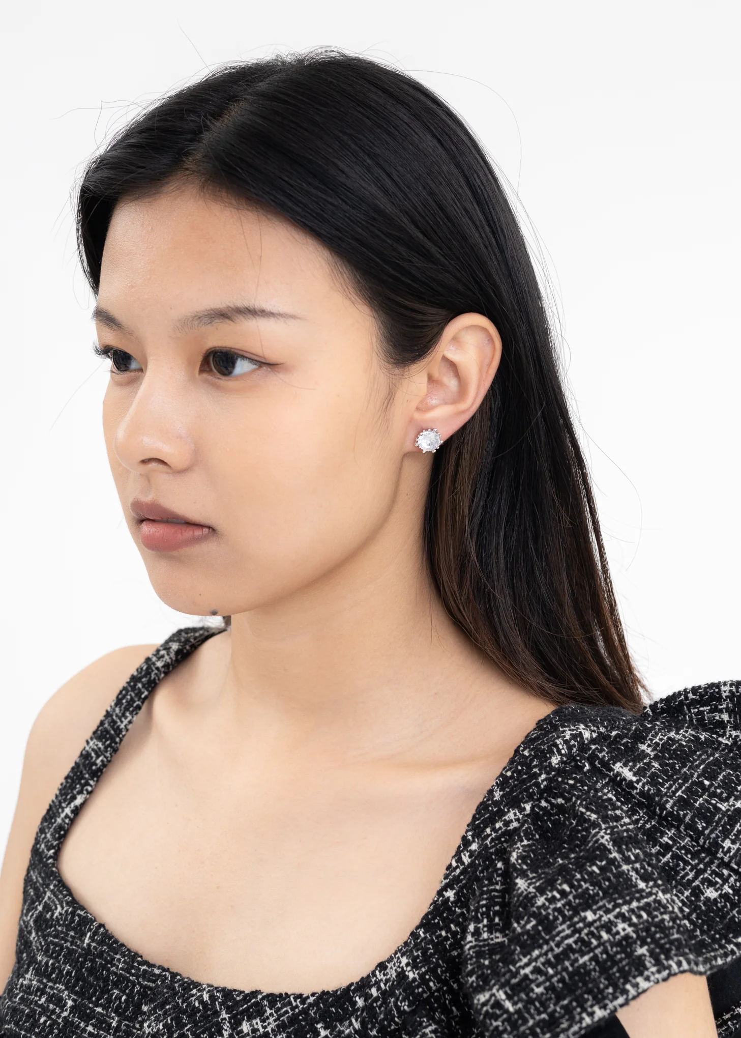 Silver Rhinestone Snow Earring  - Single - Image 3