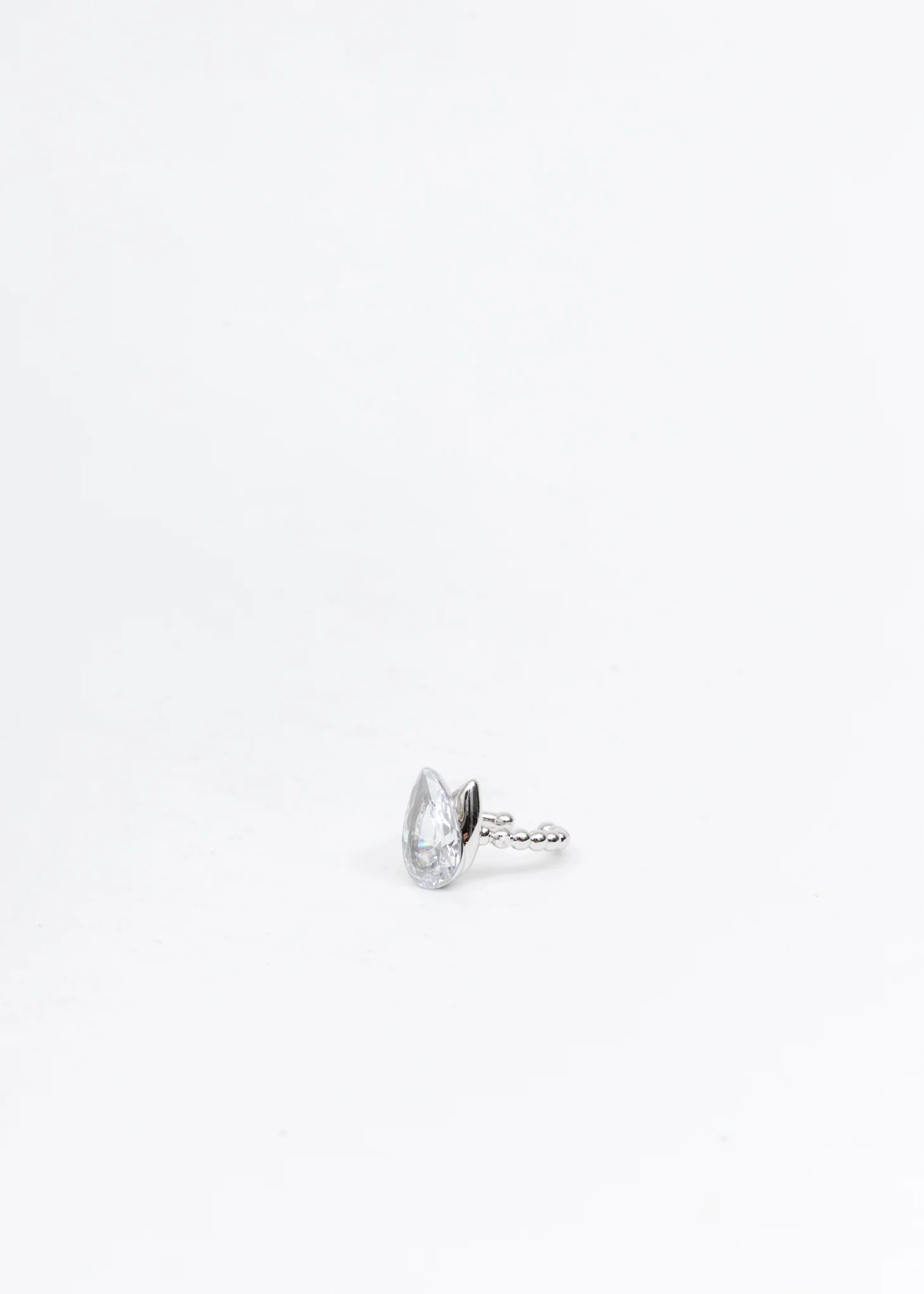 Silver Rhinestone Tulip Ring