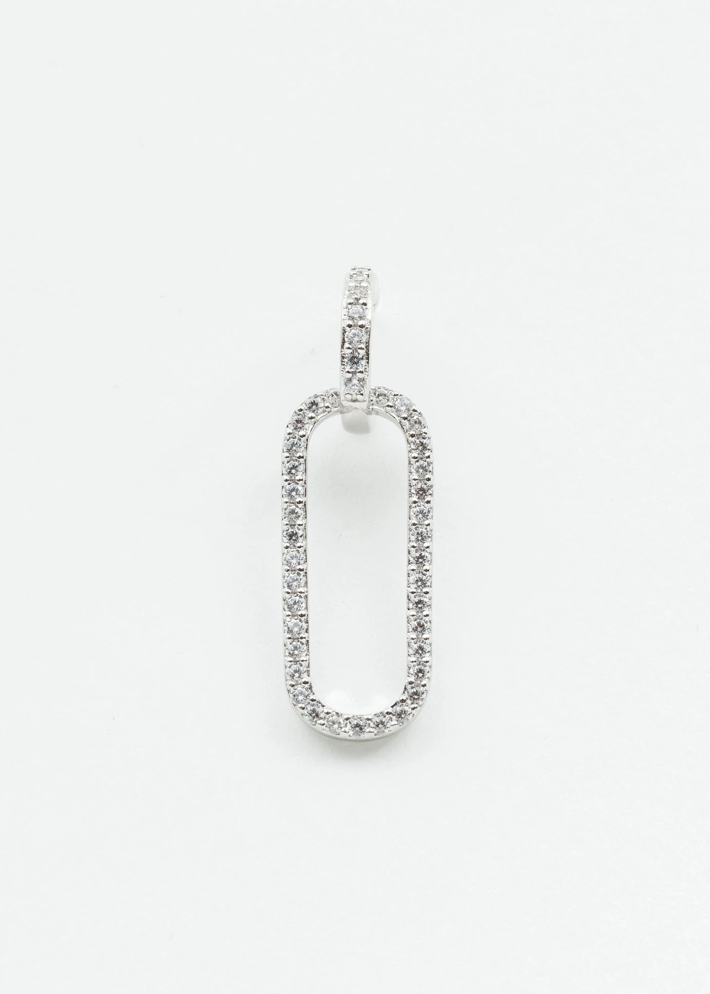 Silver Rhinestone Two Loops Earring - Single