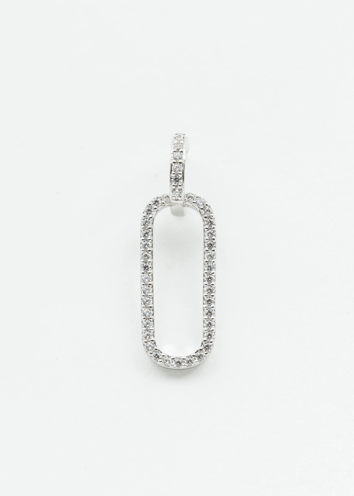 Silver Rhinestone Two Loops Earring - Single