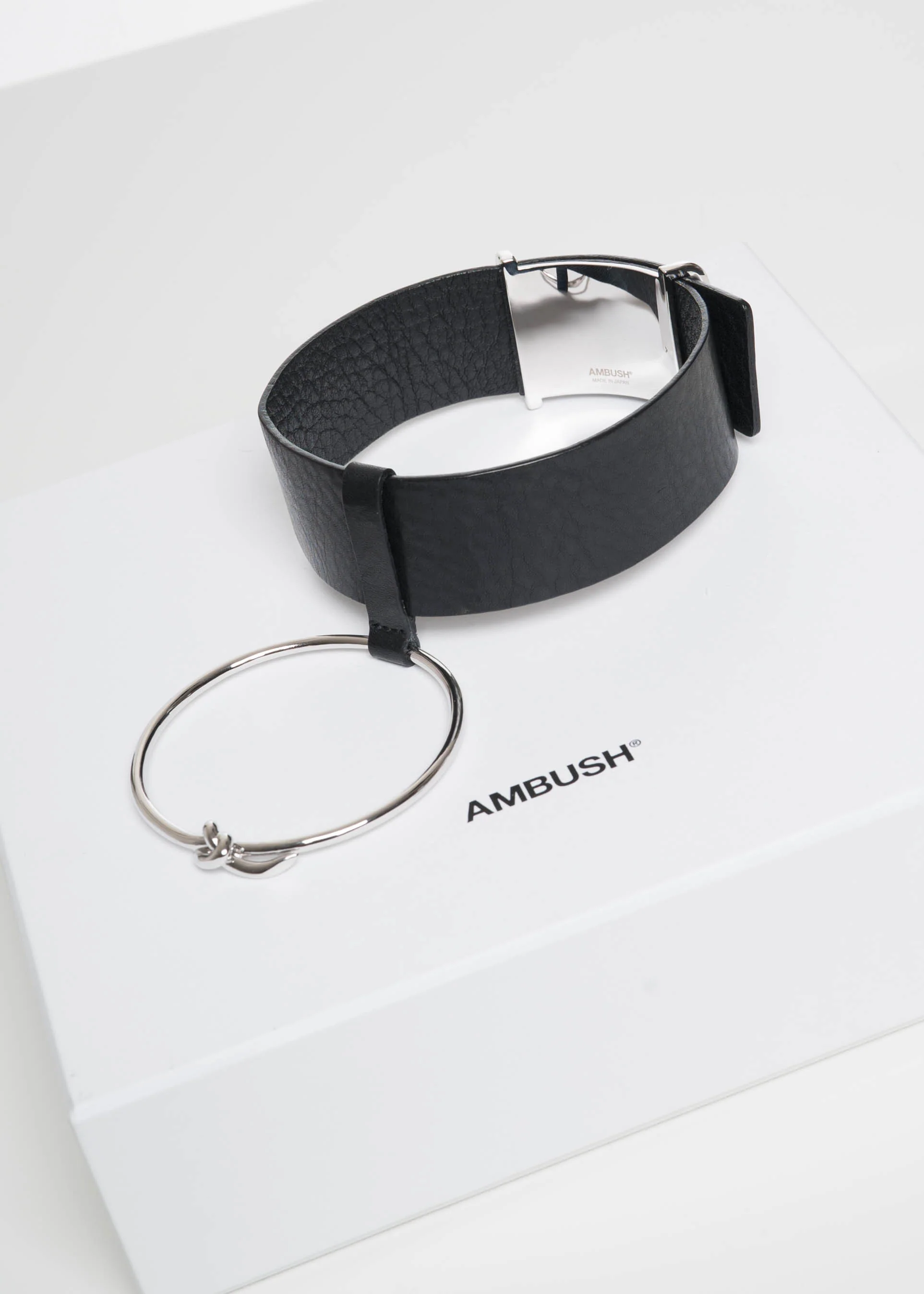 Silver Ring Leather Choker