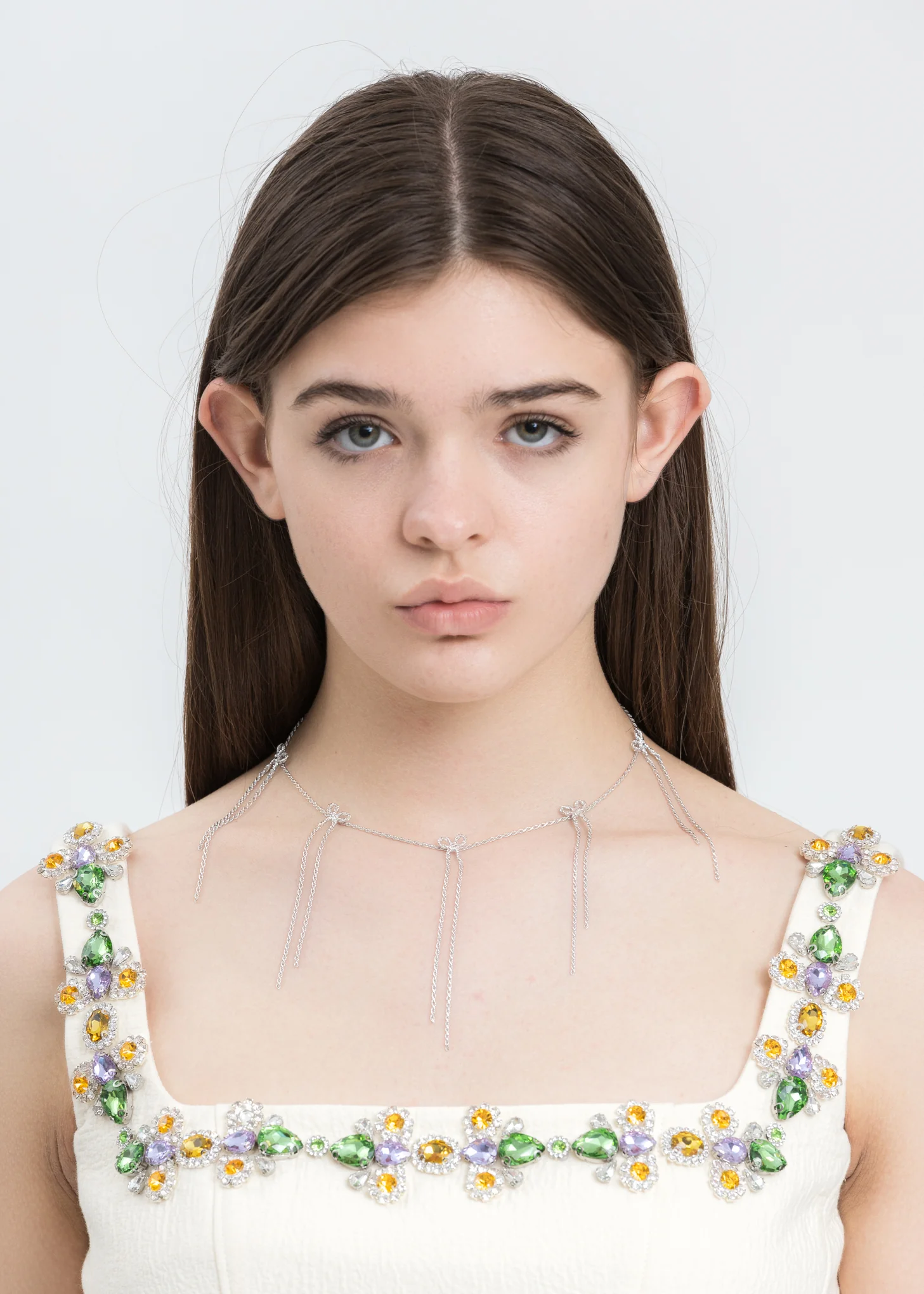 Silver Rope Tassels Bow Necklace - Image 3