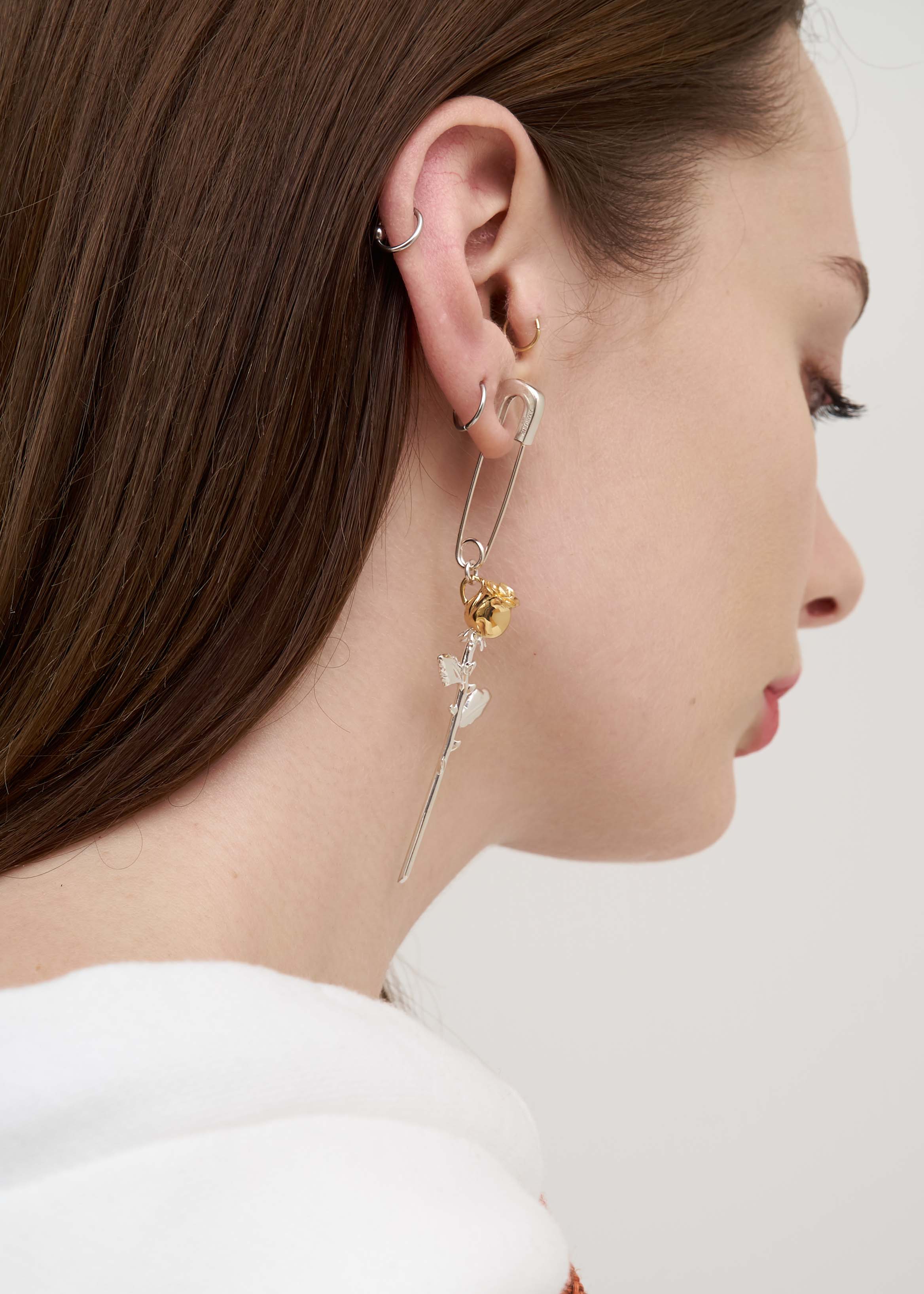 Silver Rose Charm Earring - Image 2
