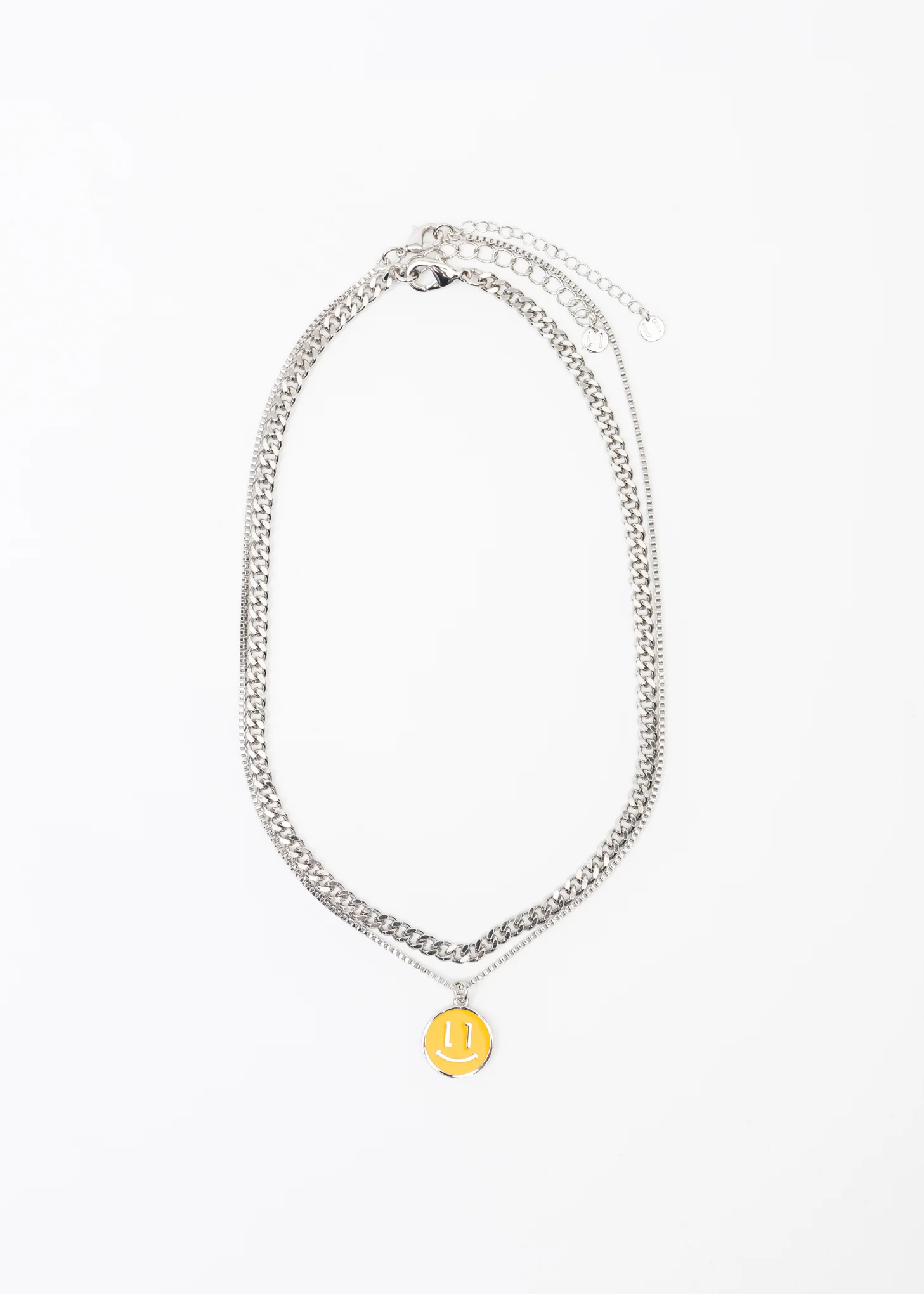 Silver Smiley Face Necklace Set - Image 4