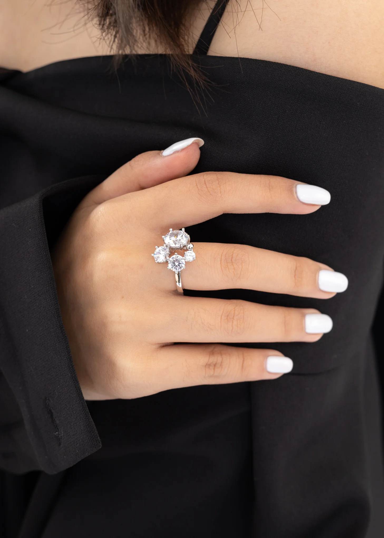Silver Fireworks Rhinestone Ring - Image 2