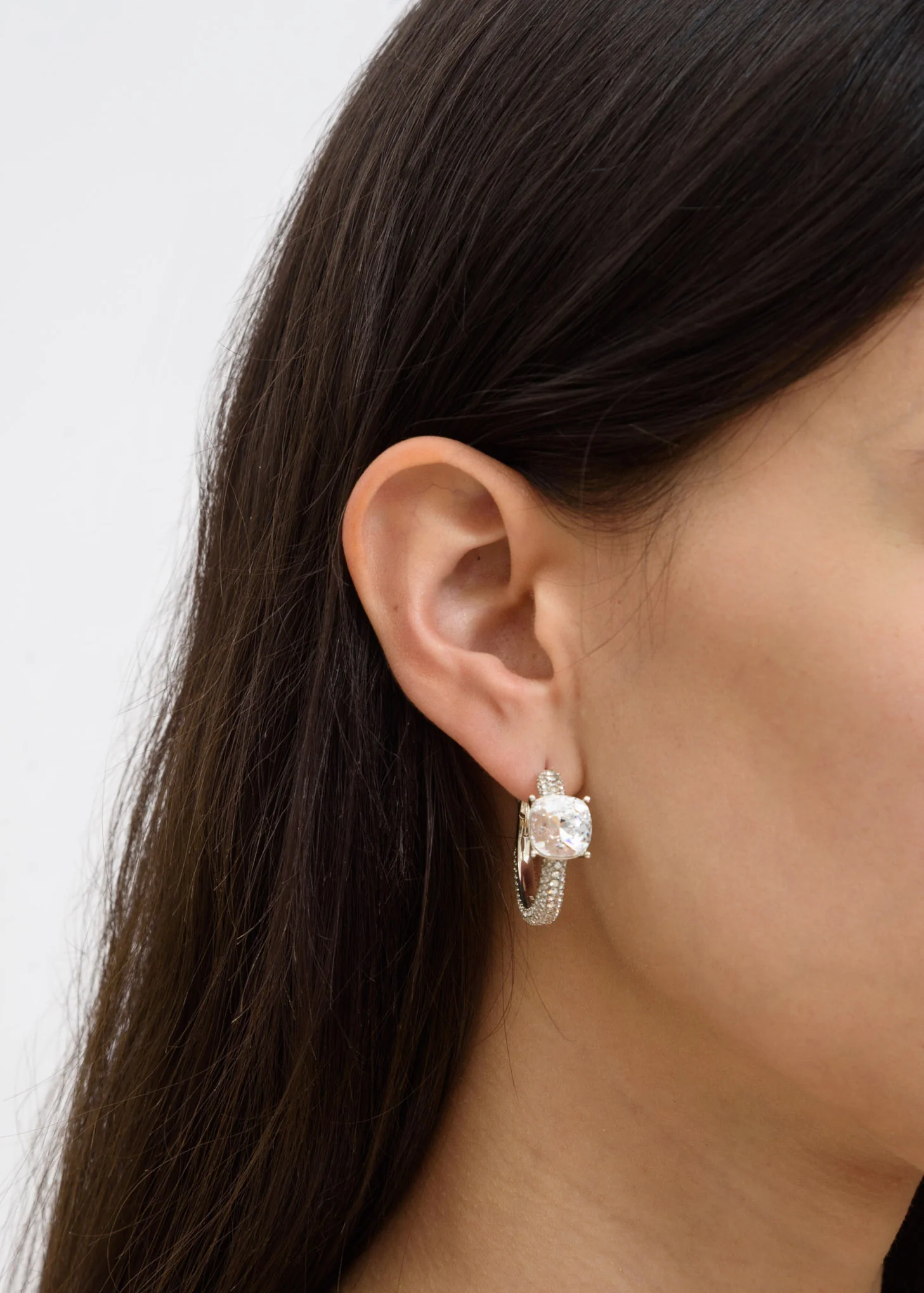 Silver Solitaire Crystal Earring - Image 2