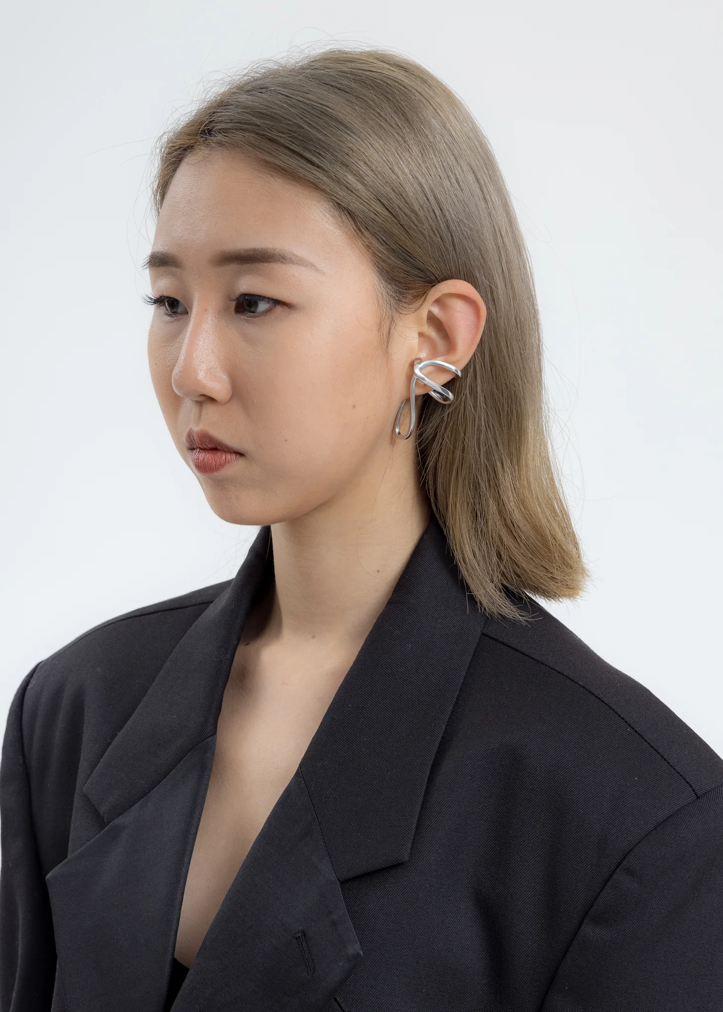 Silver Space Warp Ear Cuff - Image 2