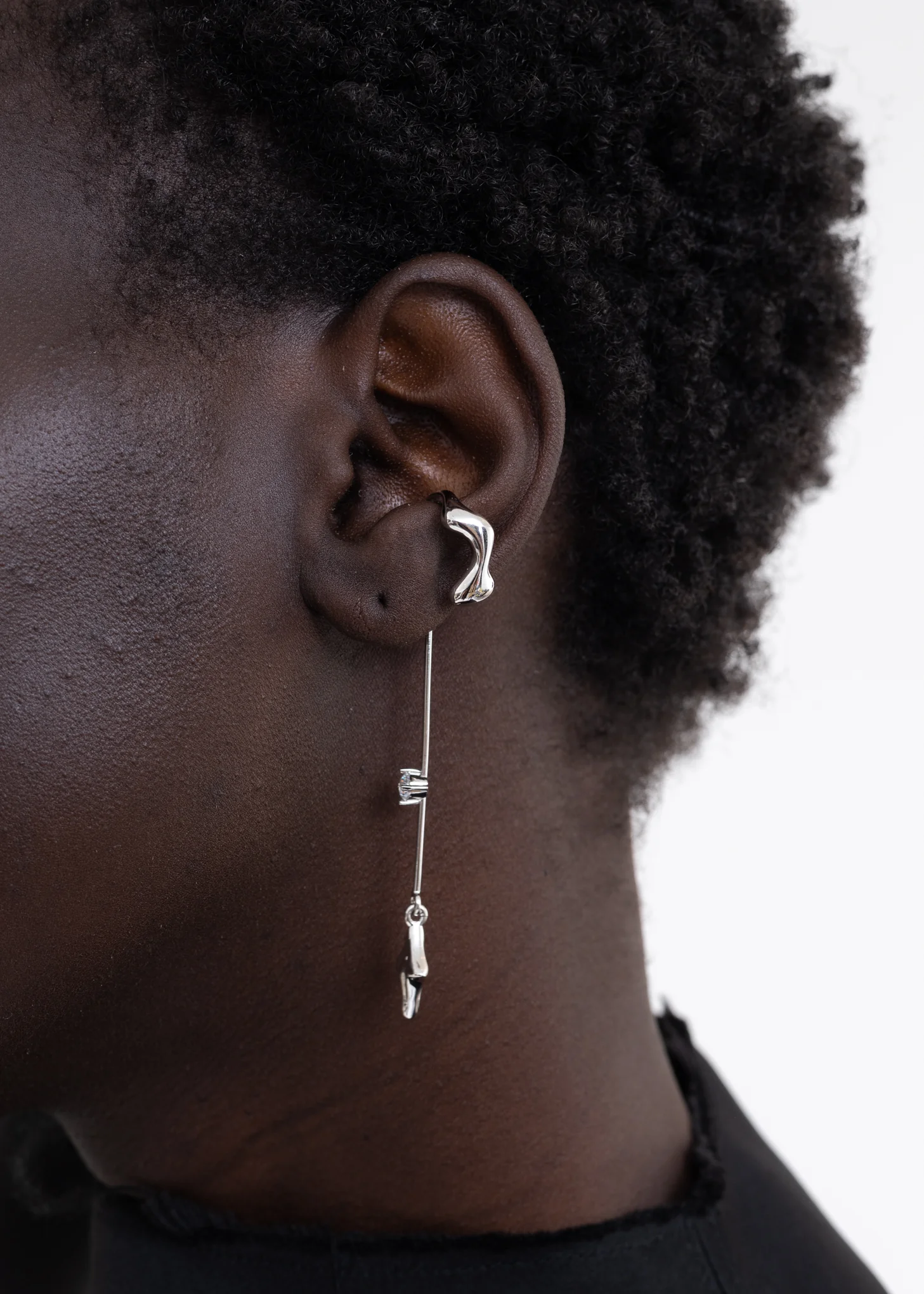 Silver Star and Diamond Ear Cuff - Image 3