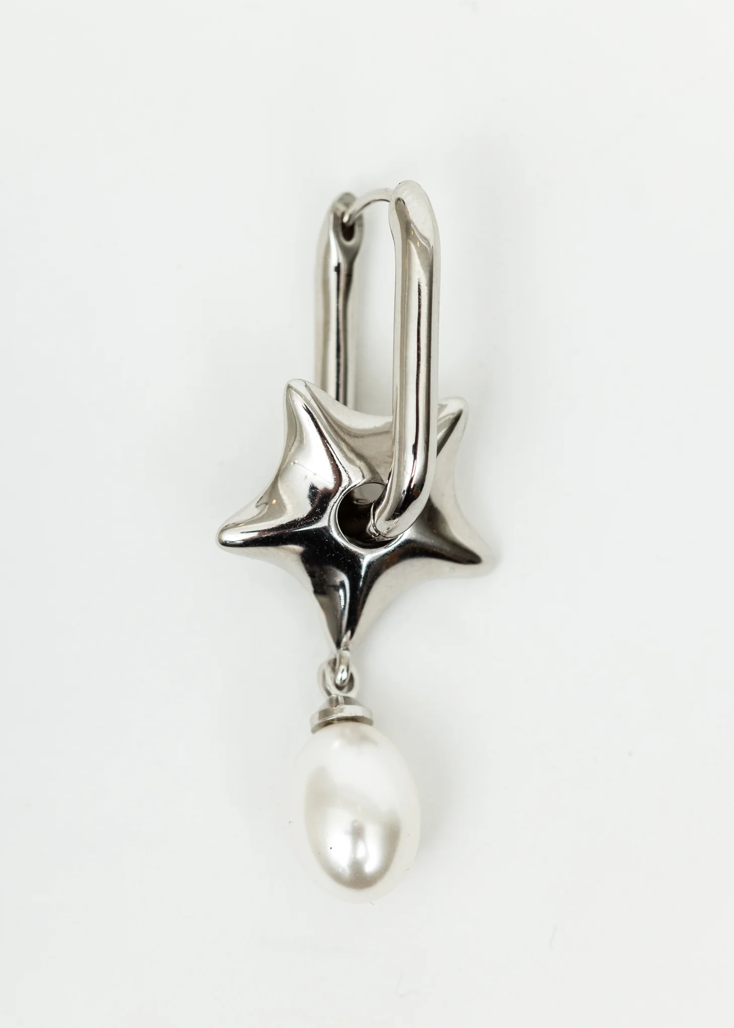 Silver Star and Pearl Earring - Single