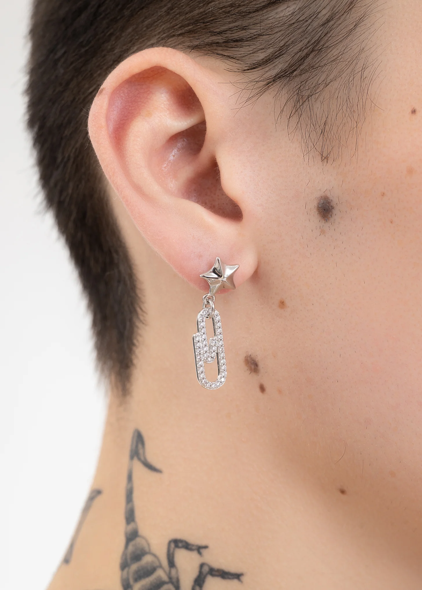 Silver Star And Pin Earring - Single - Image 2