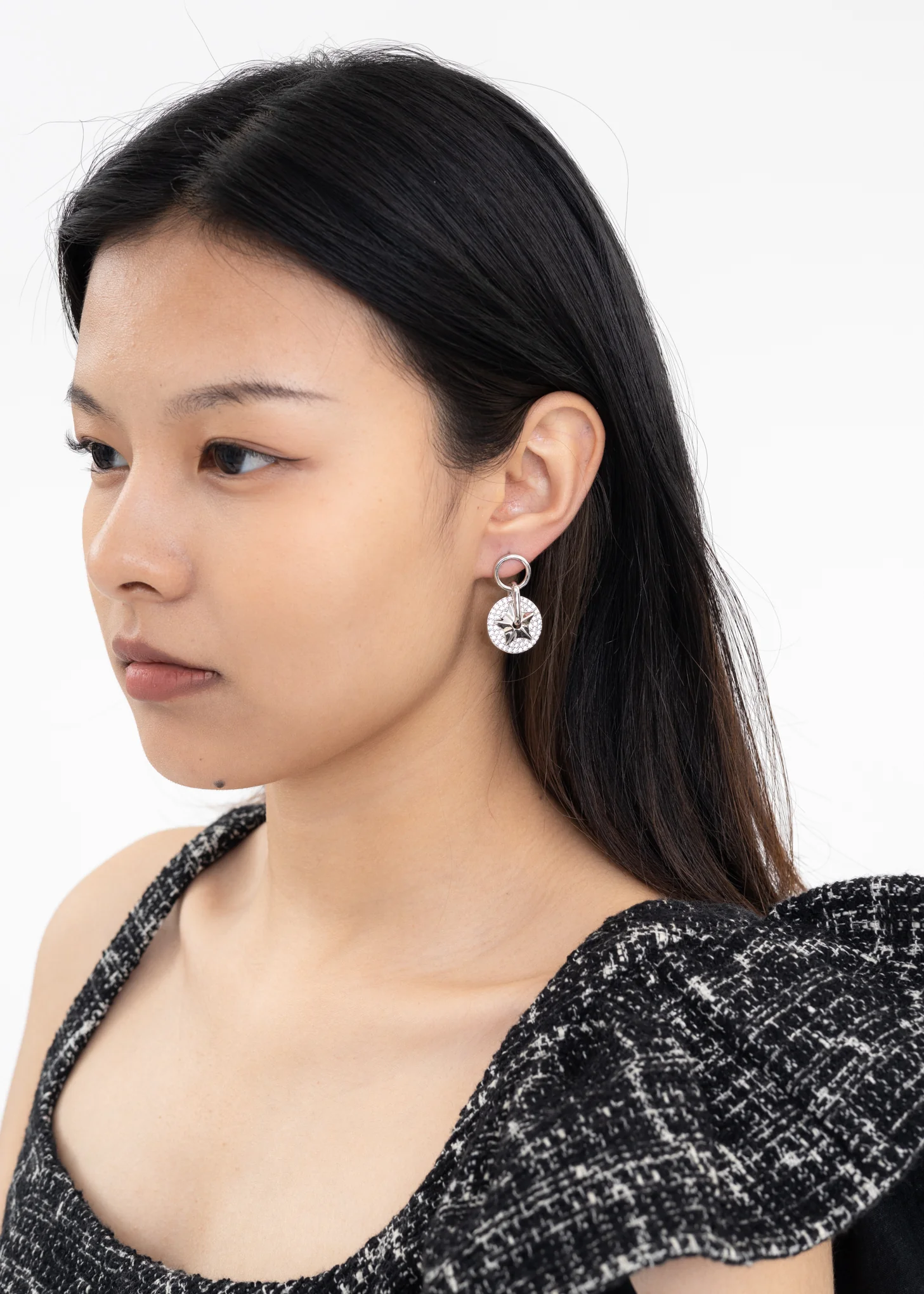 Silver Star Coin Earring - Single - Image 3