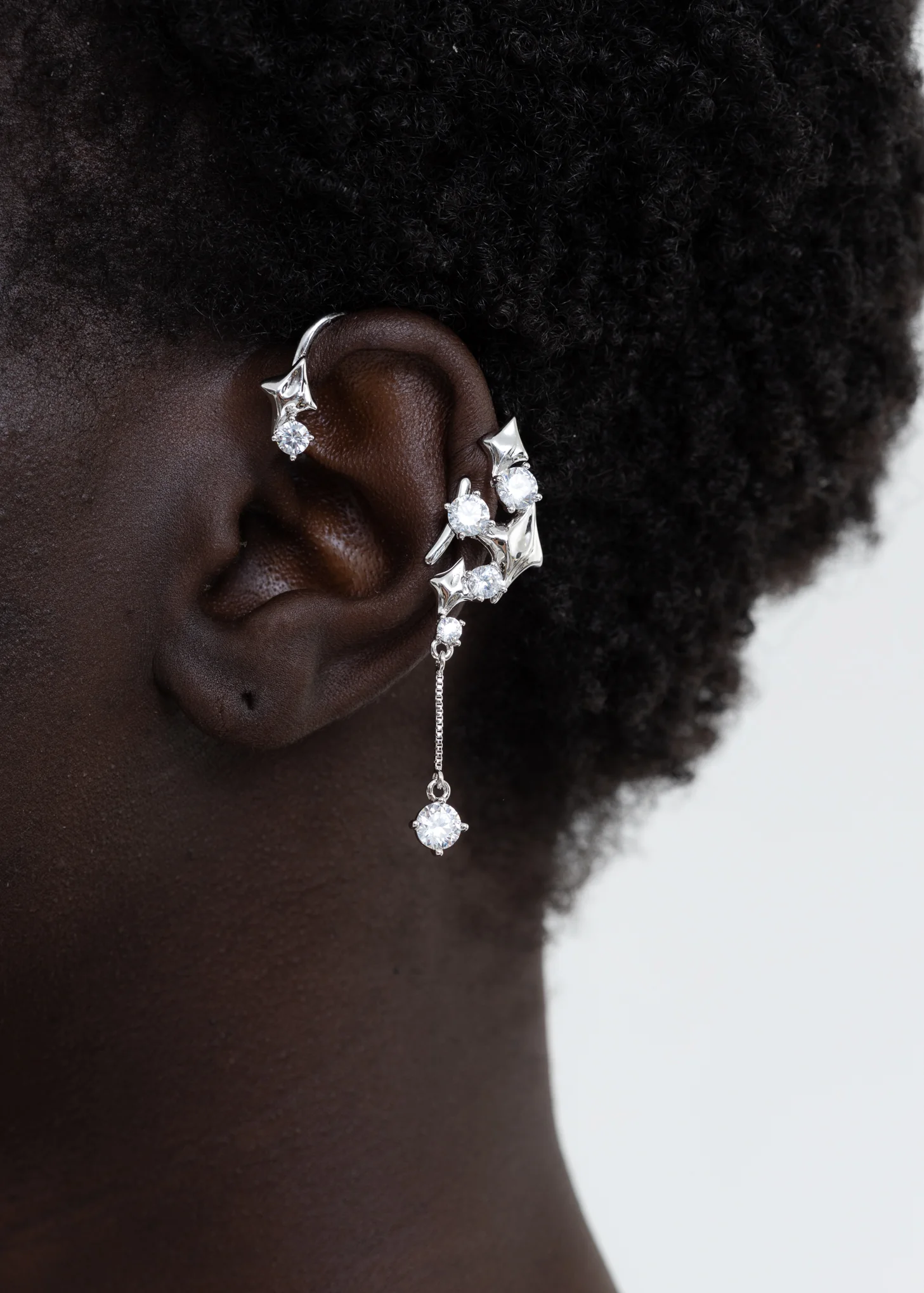 Silver Stars and Diamonds Ear Cuff - Image 3