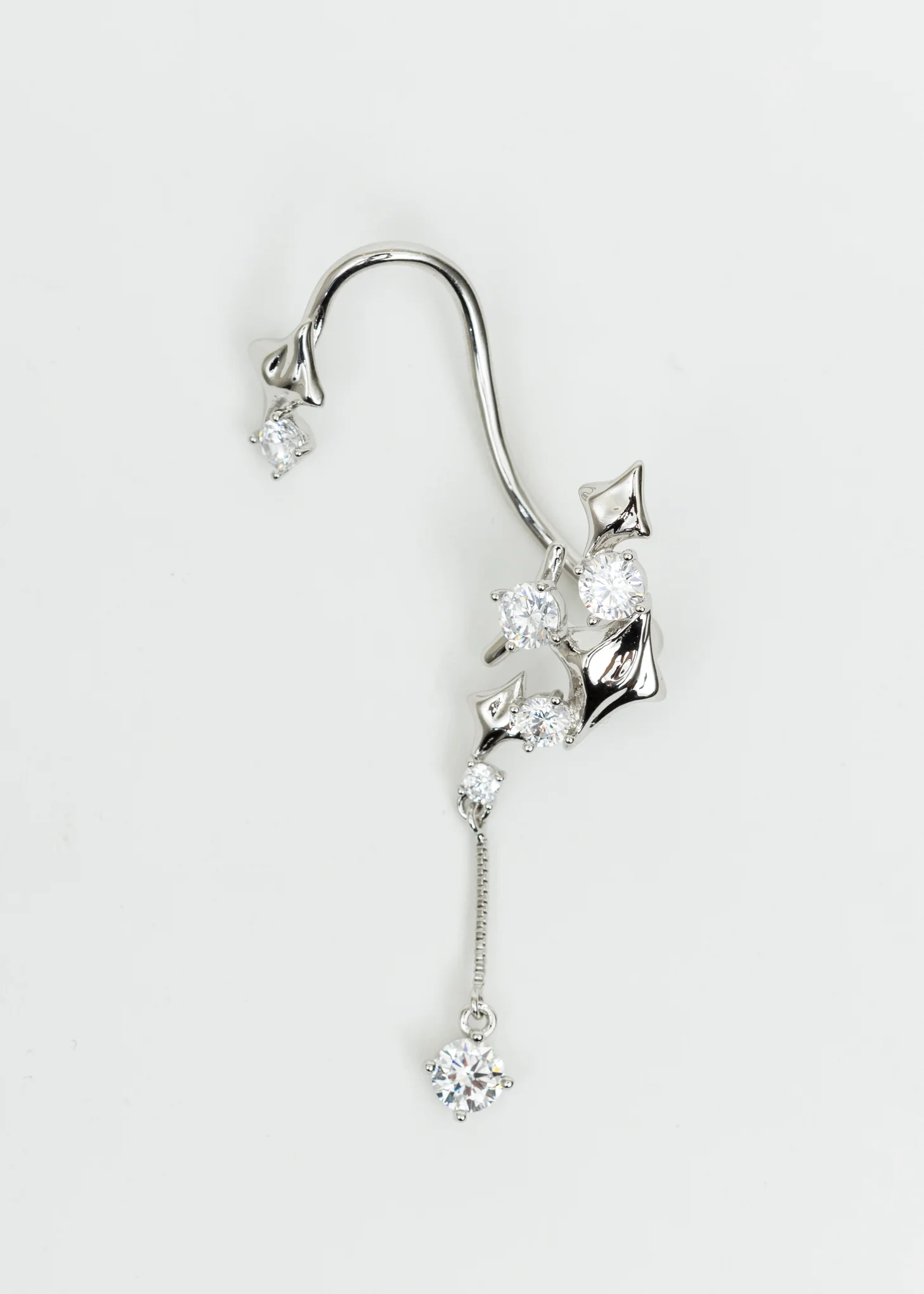 Silver Stars and Diamonds Ear Cuff