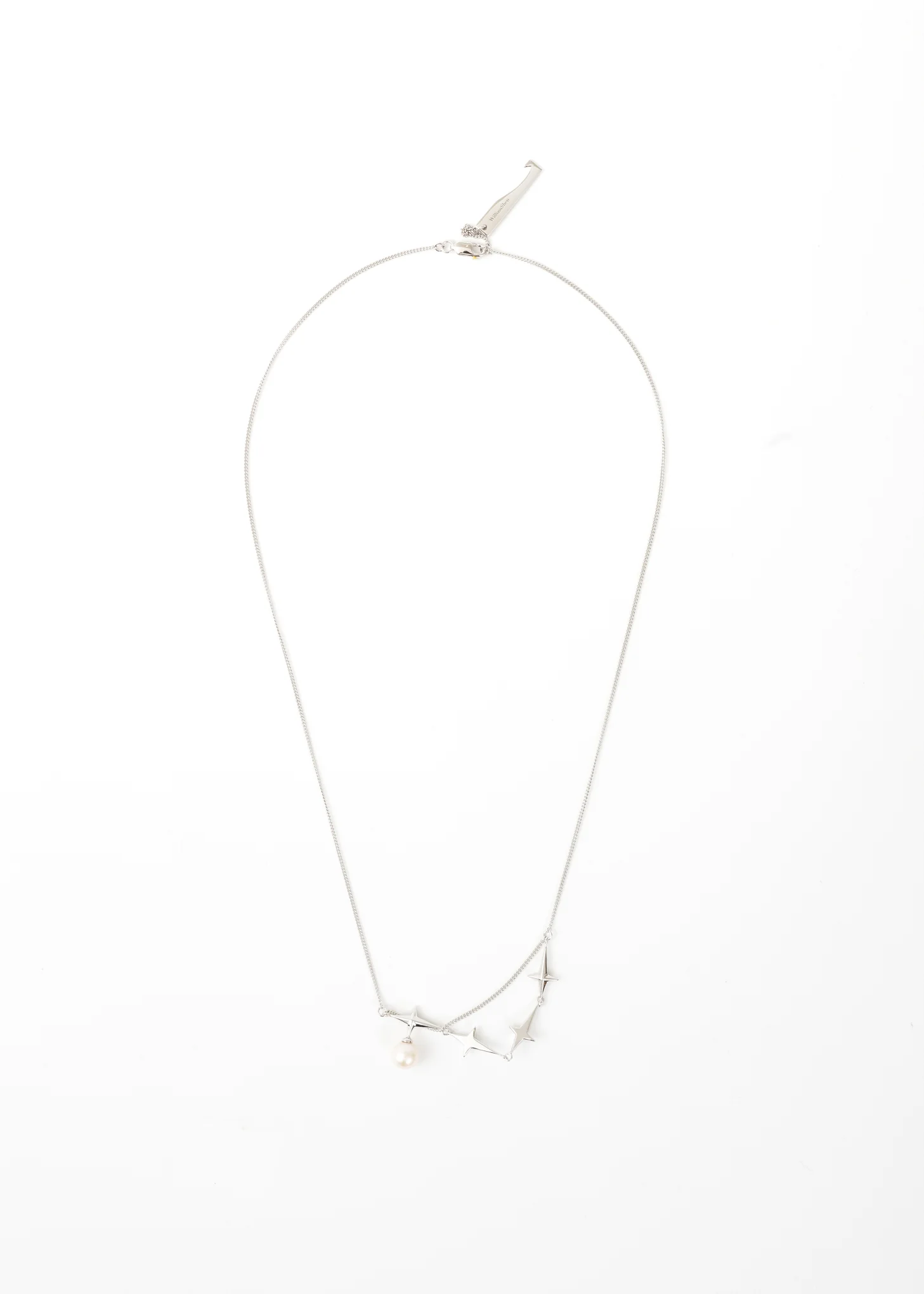 Silver STARS And Pearl Necklace
