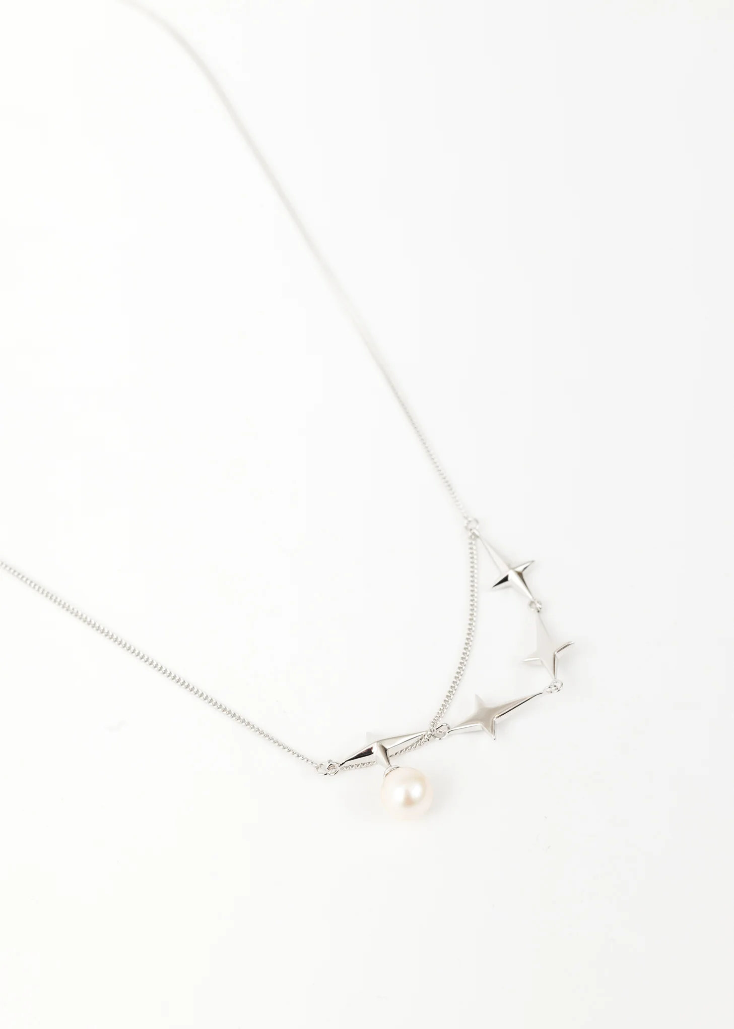 Silver STARS And Pearl Necklace - Image 2