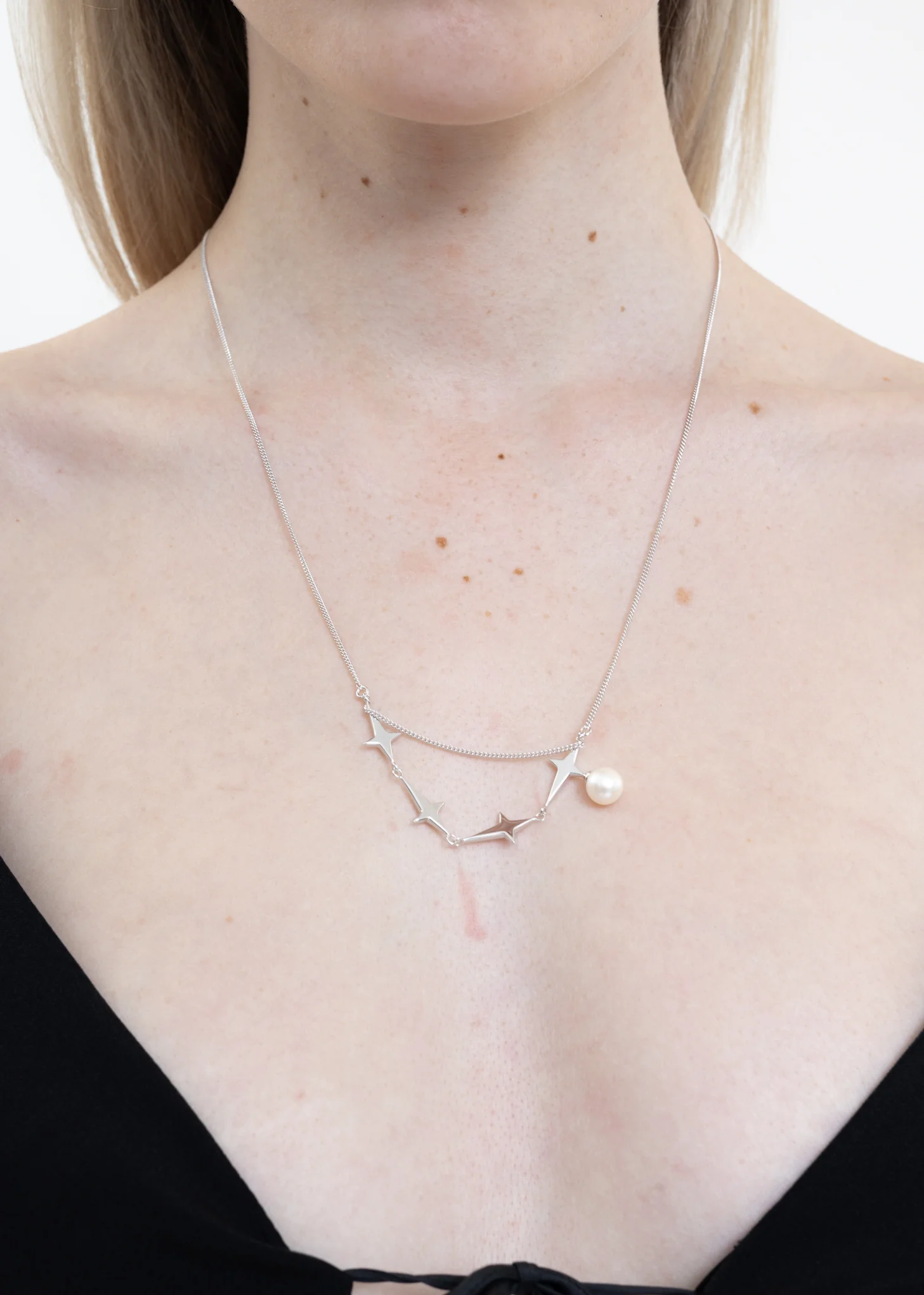 Silver STARS And Pearl Necklace - Image 5