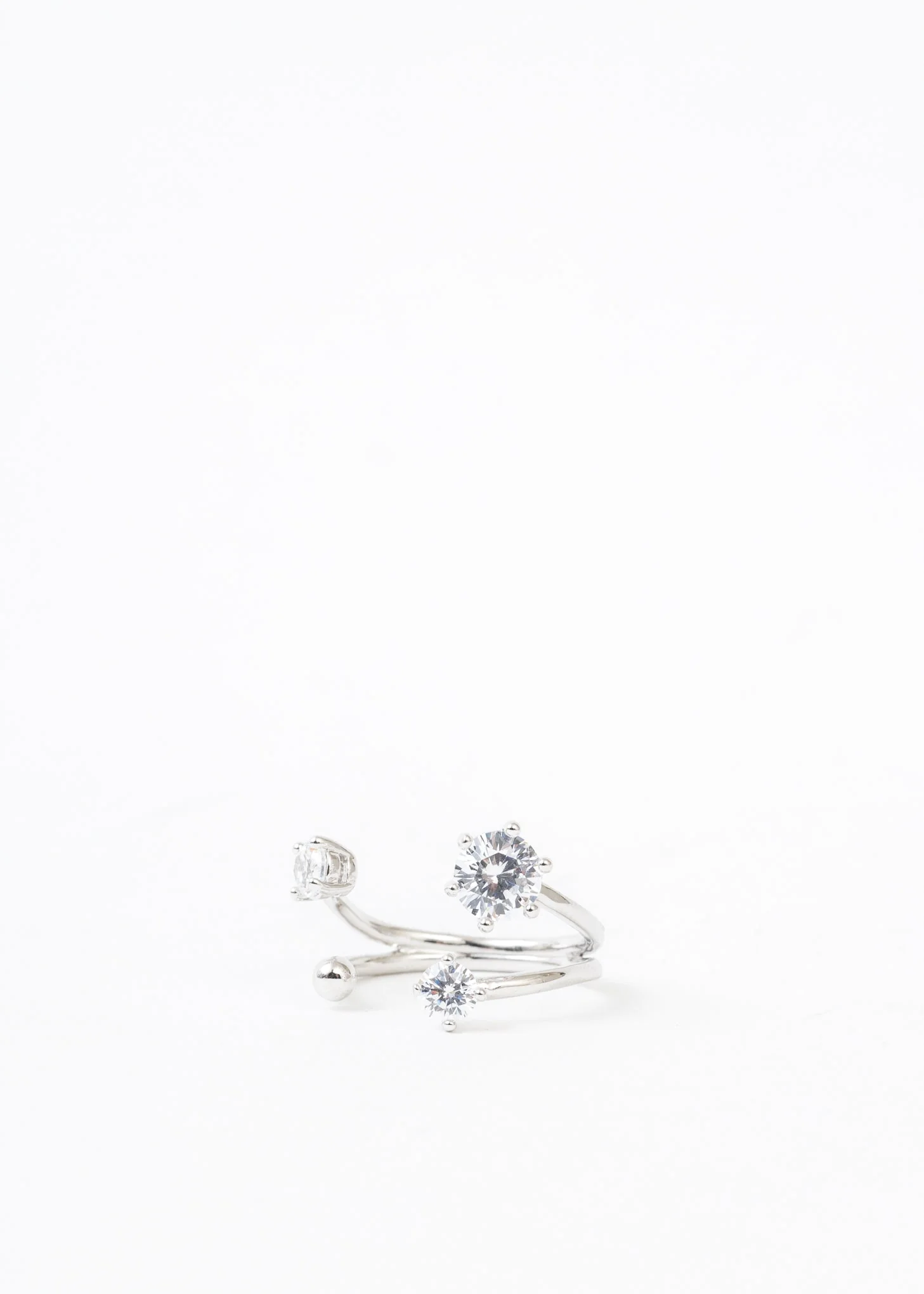 Silver Stars Light Rhinestone Ring