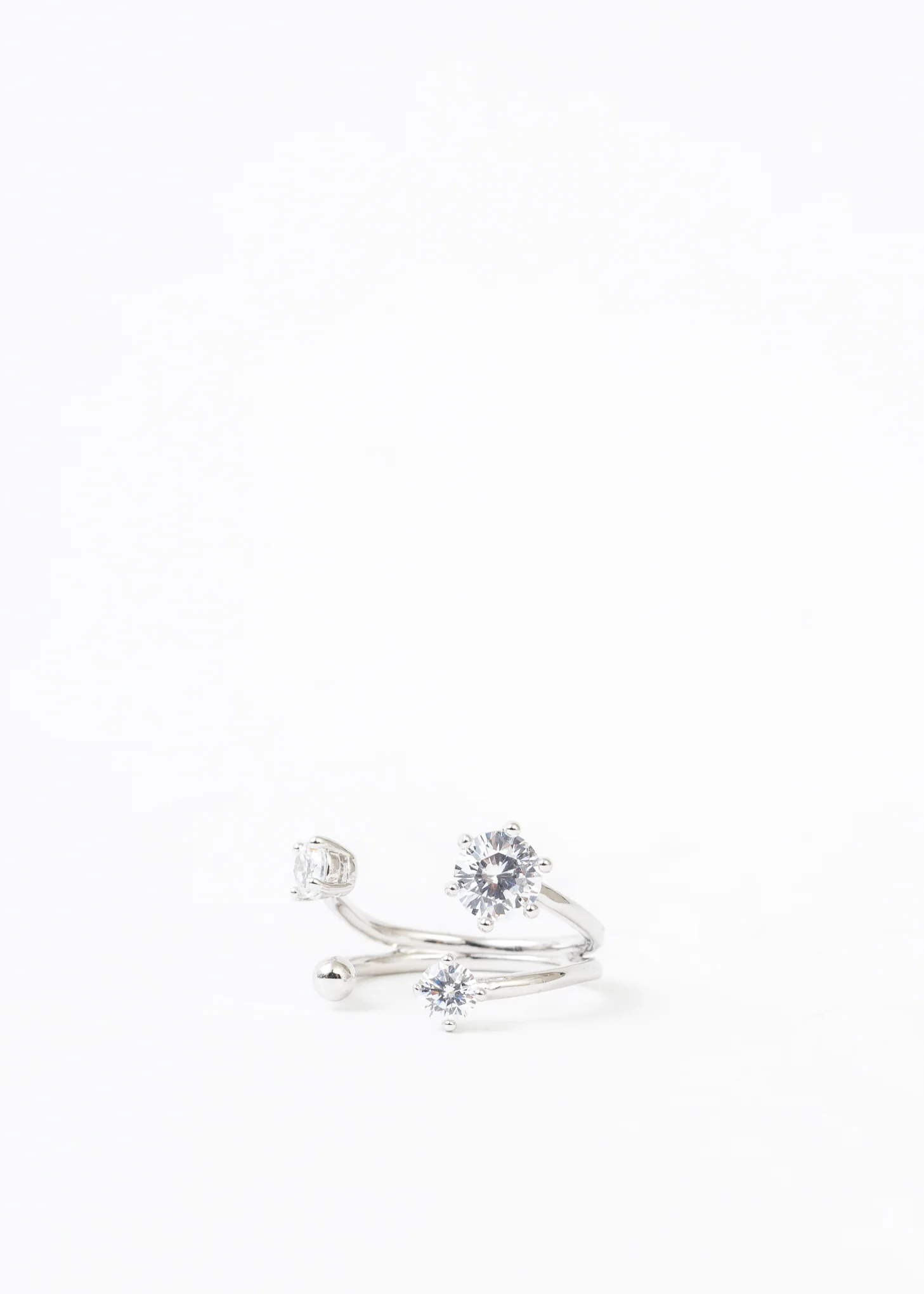 Silver Stars Light Rhinestone Ring
