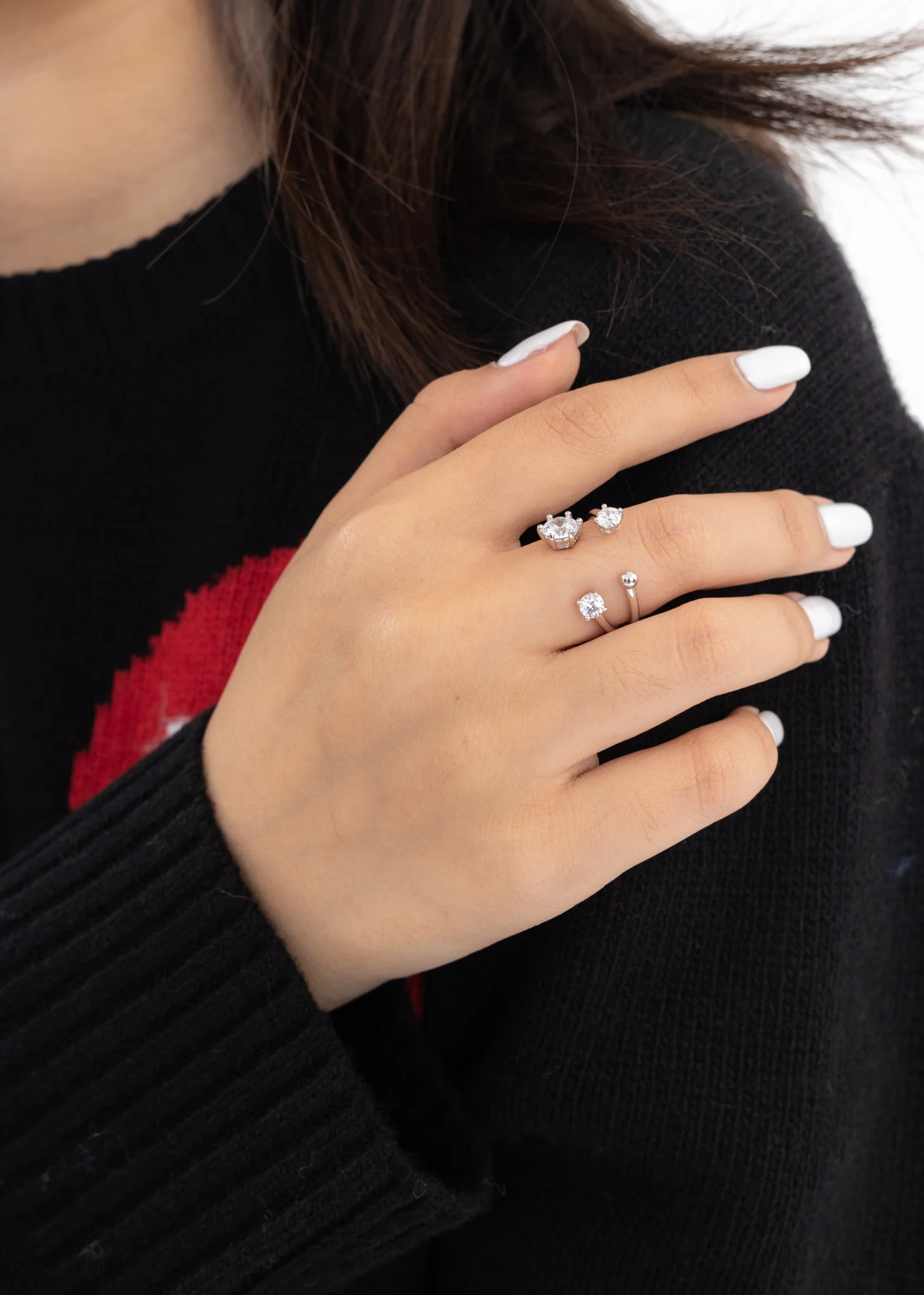 Silver Stars Light Rhinestone Ring - Image 2