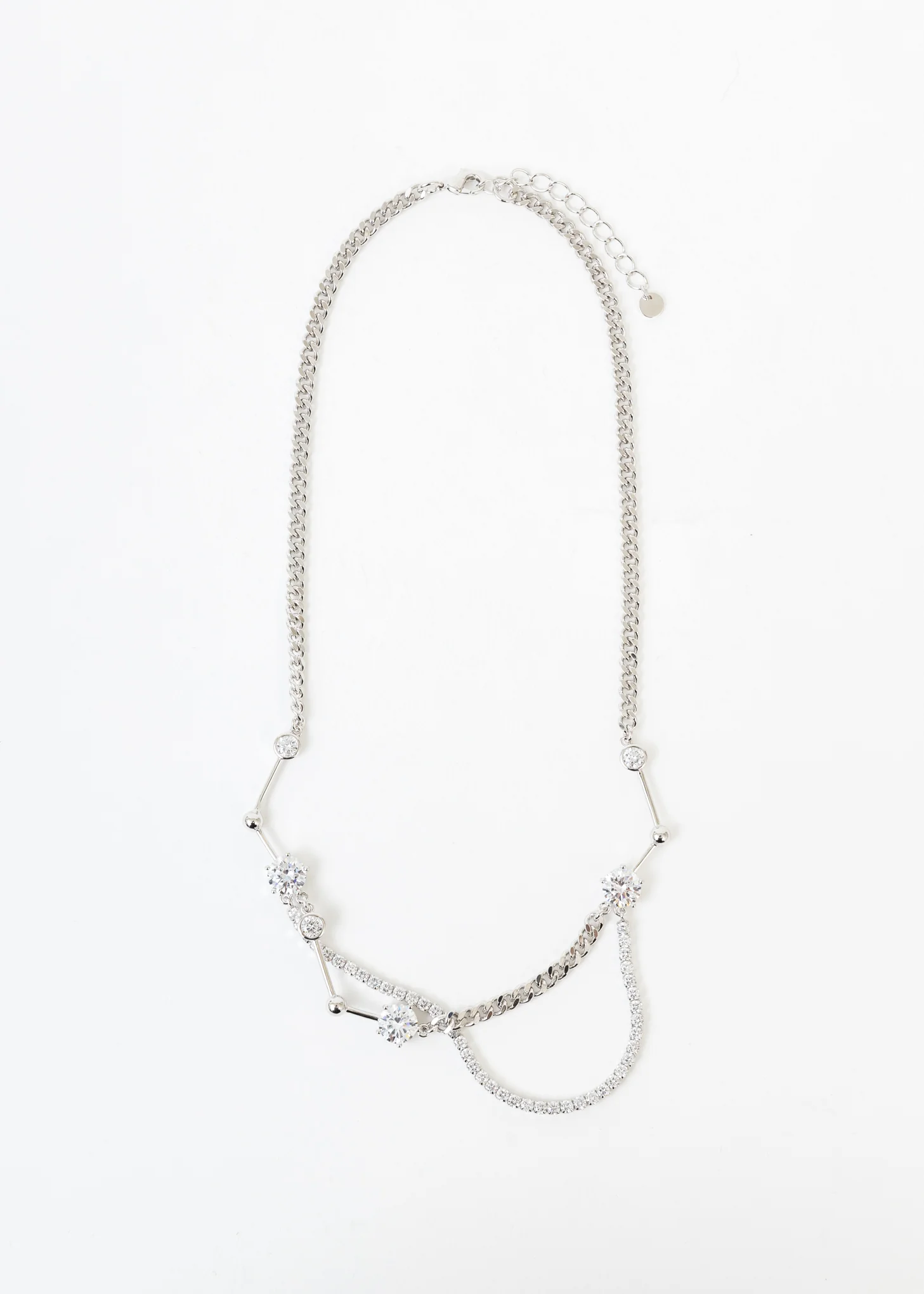 Silver Stars Line Necklace
