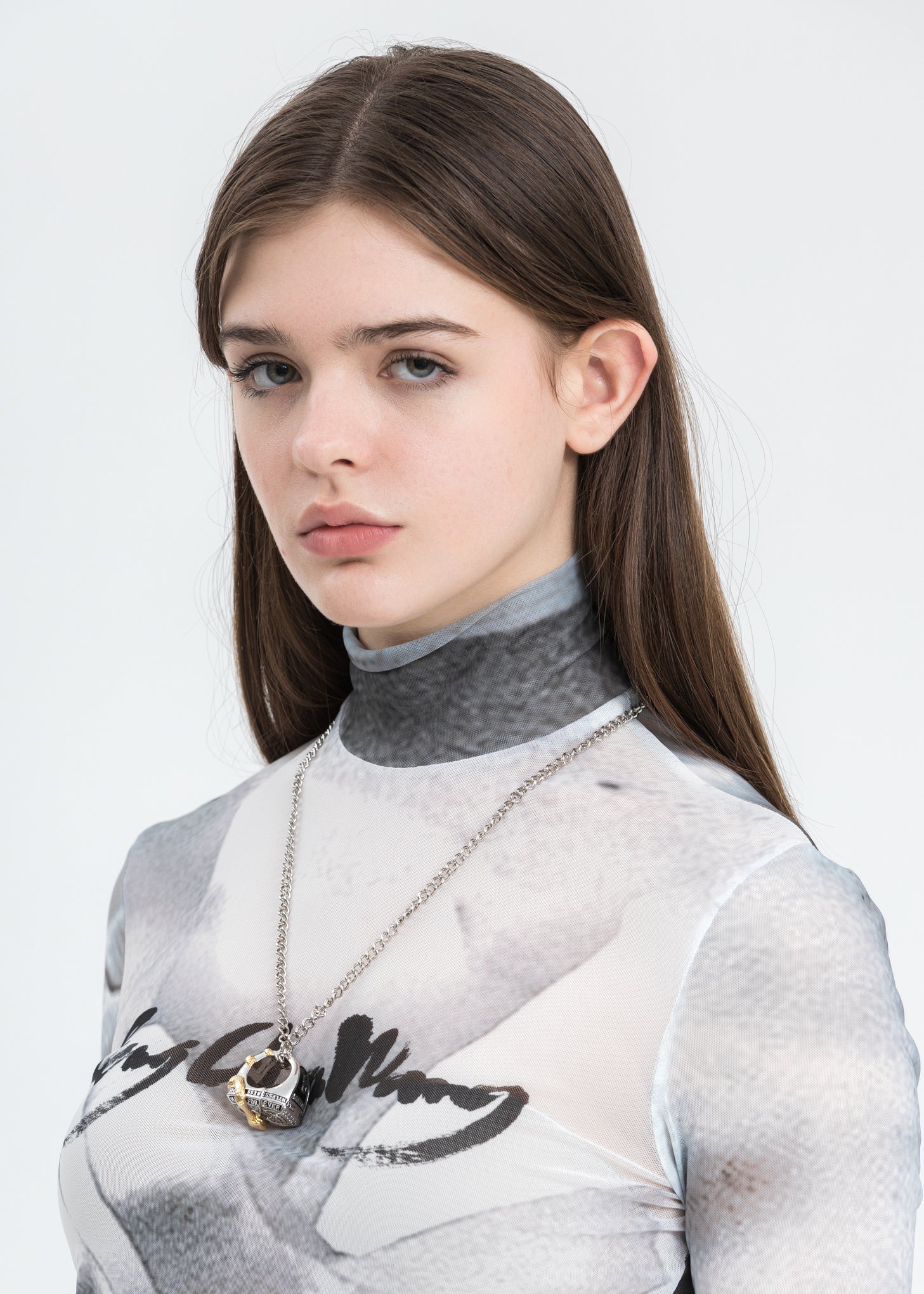 Silver Steel Ring Necklace - Image 10