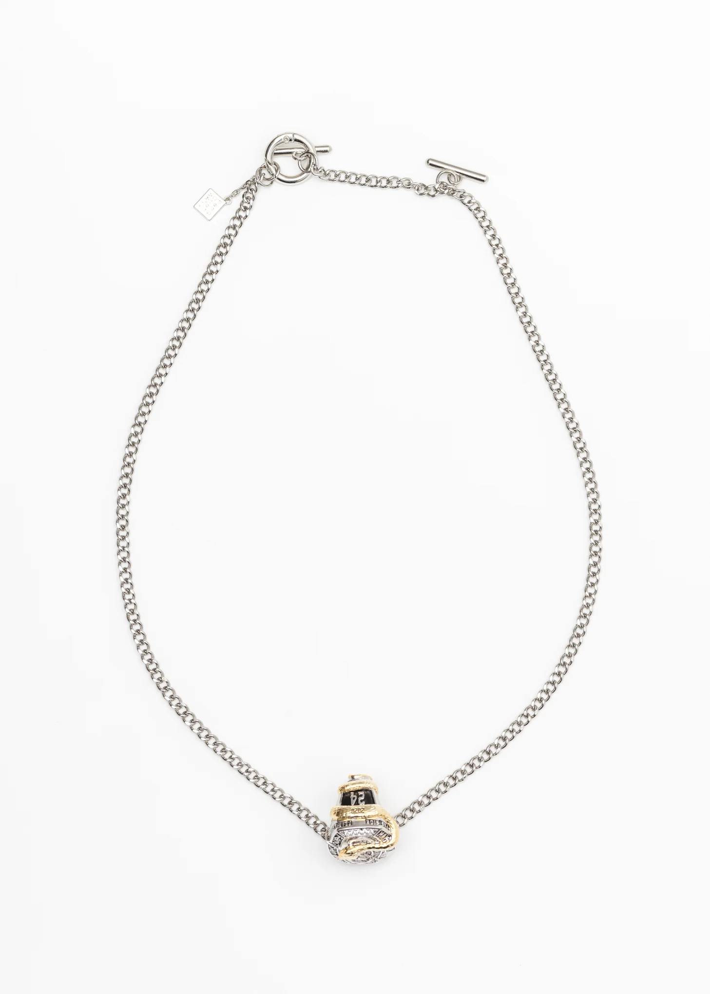 Silver Steel Ring Necklace - Image 2