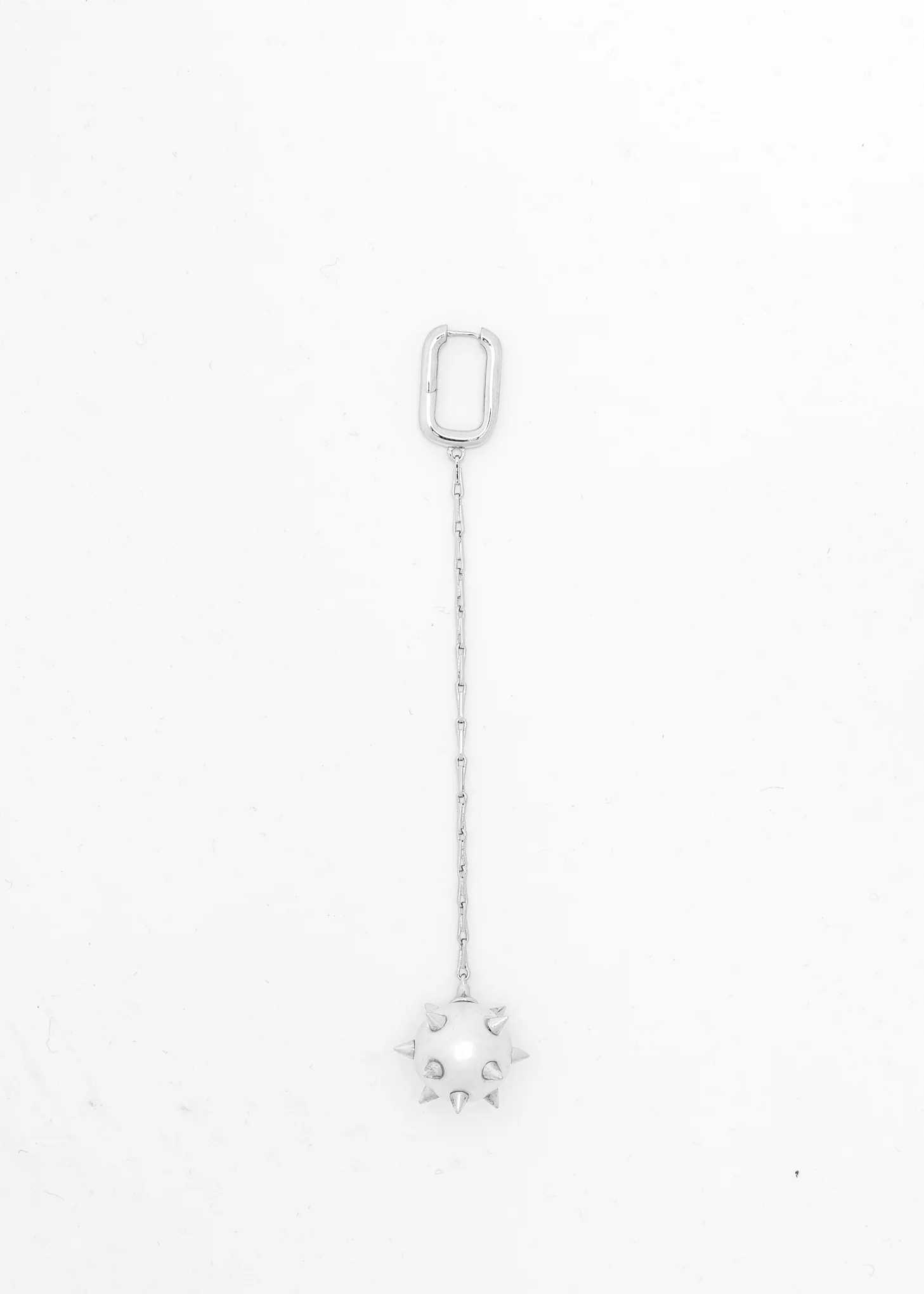 Silver Studded Pearl Ball Earring (Single)