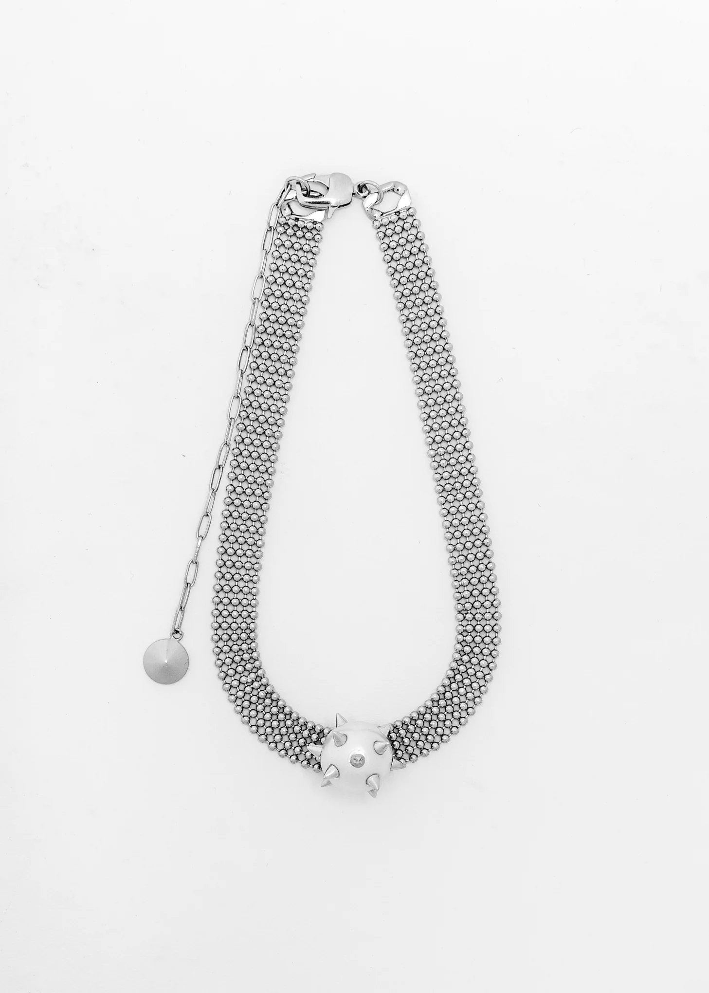 Silver Studded Pearl Necklace