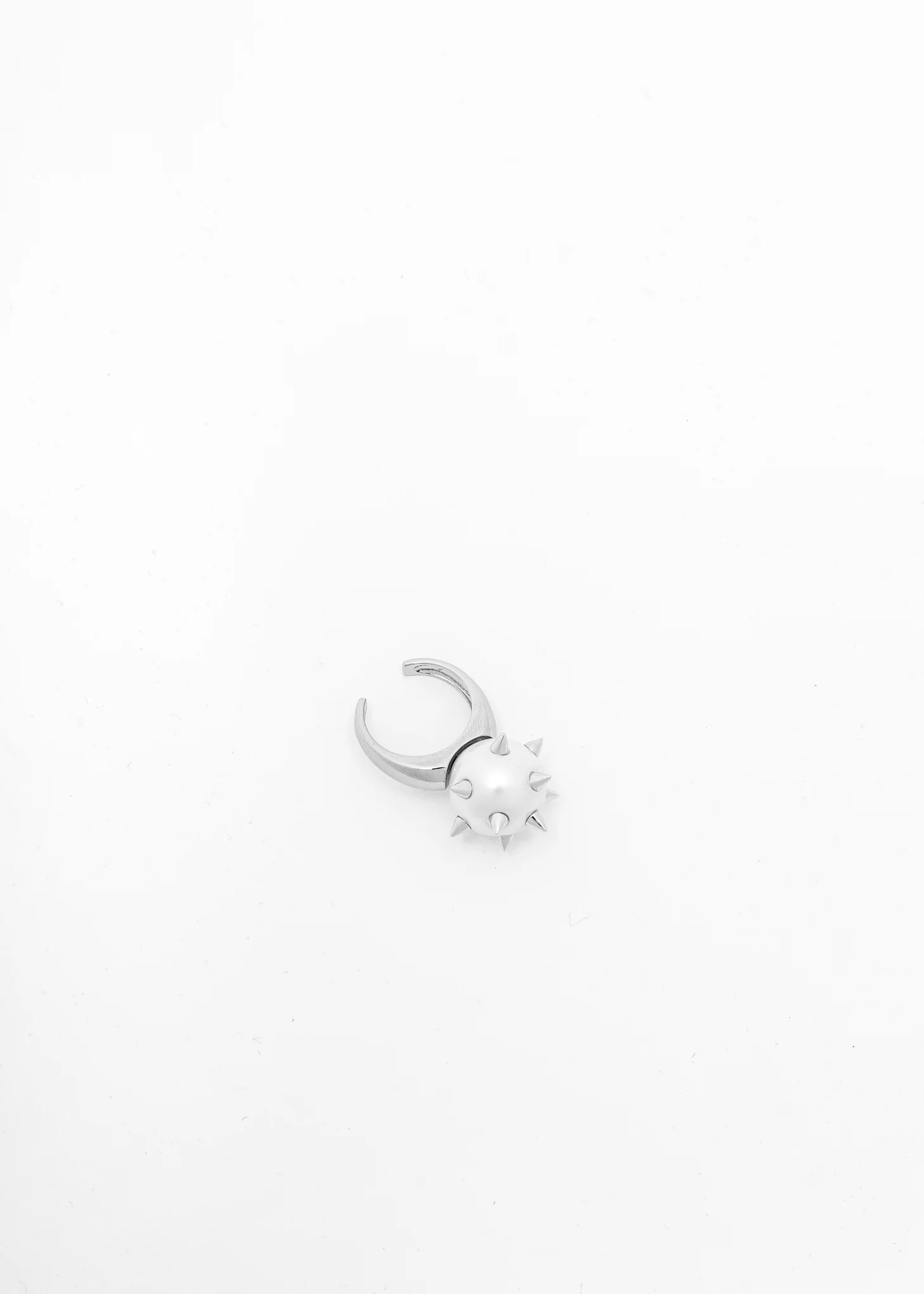 Silver Studded Pearl Ring