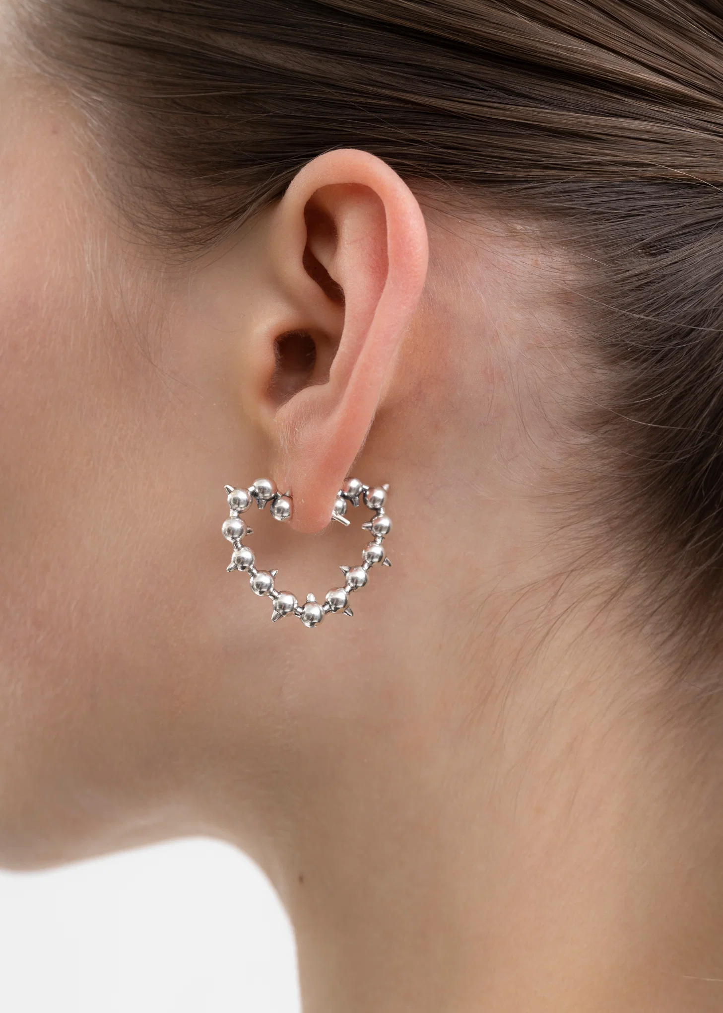SILVER THORN HEART EARRING - Image 3