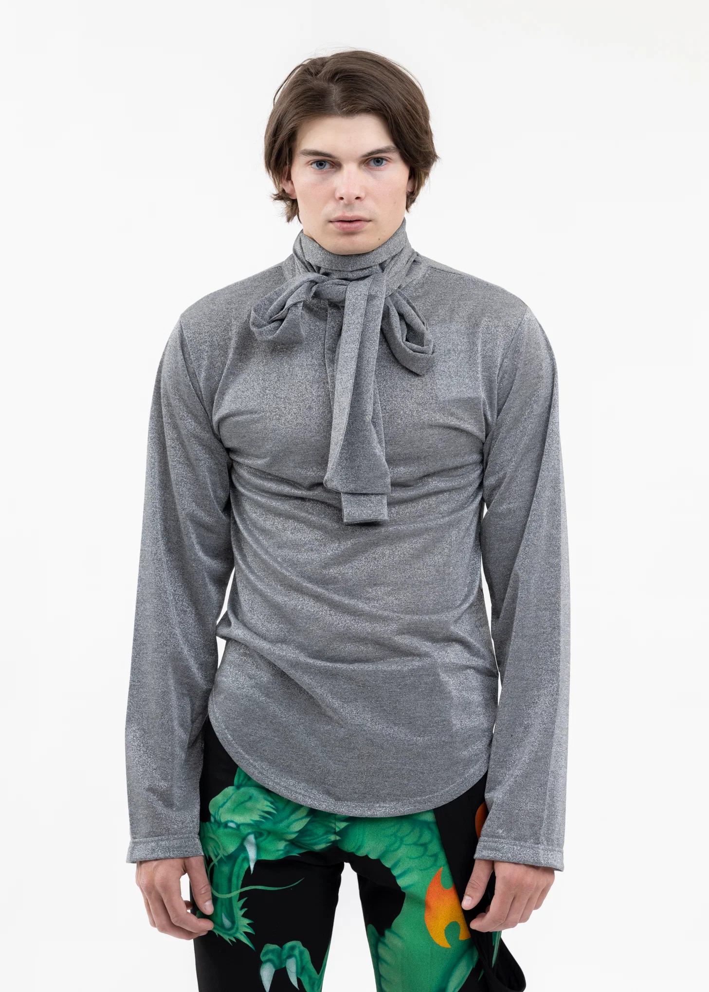 SILVER TIE COLLER GLITTER SHIRT - Image 3