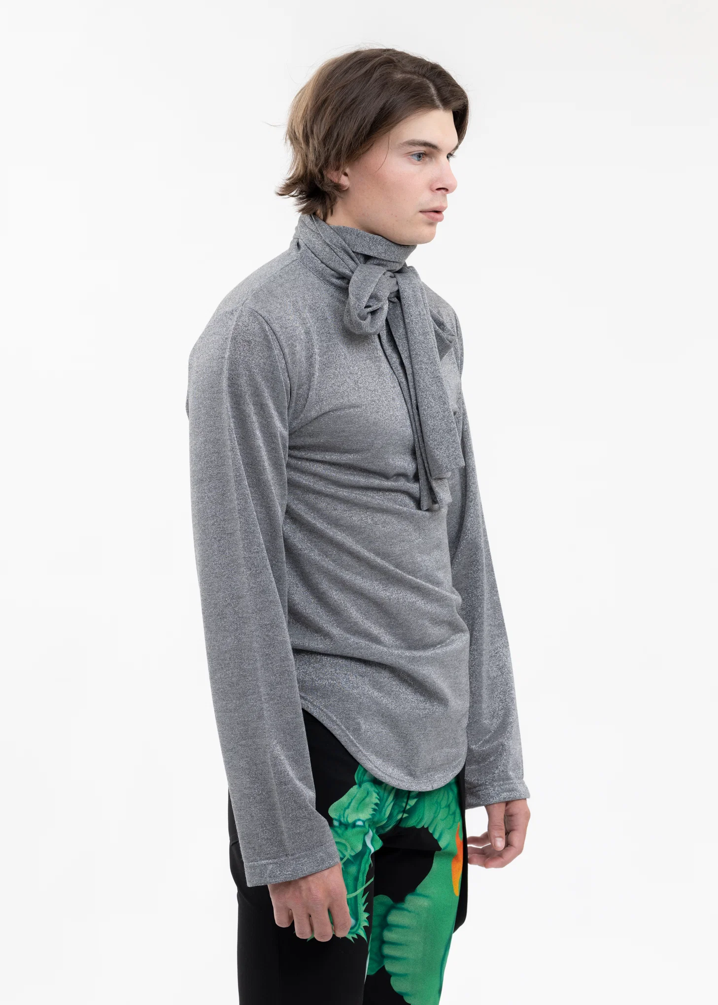 SILVER TIE COLLER GLITTER SHIRT - Image 4