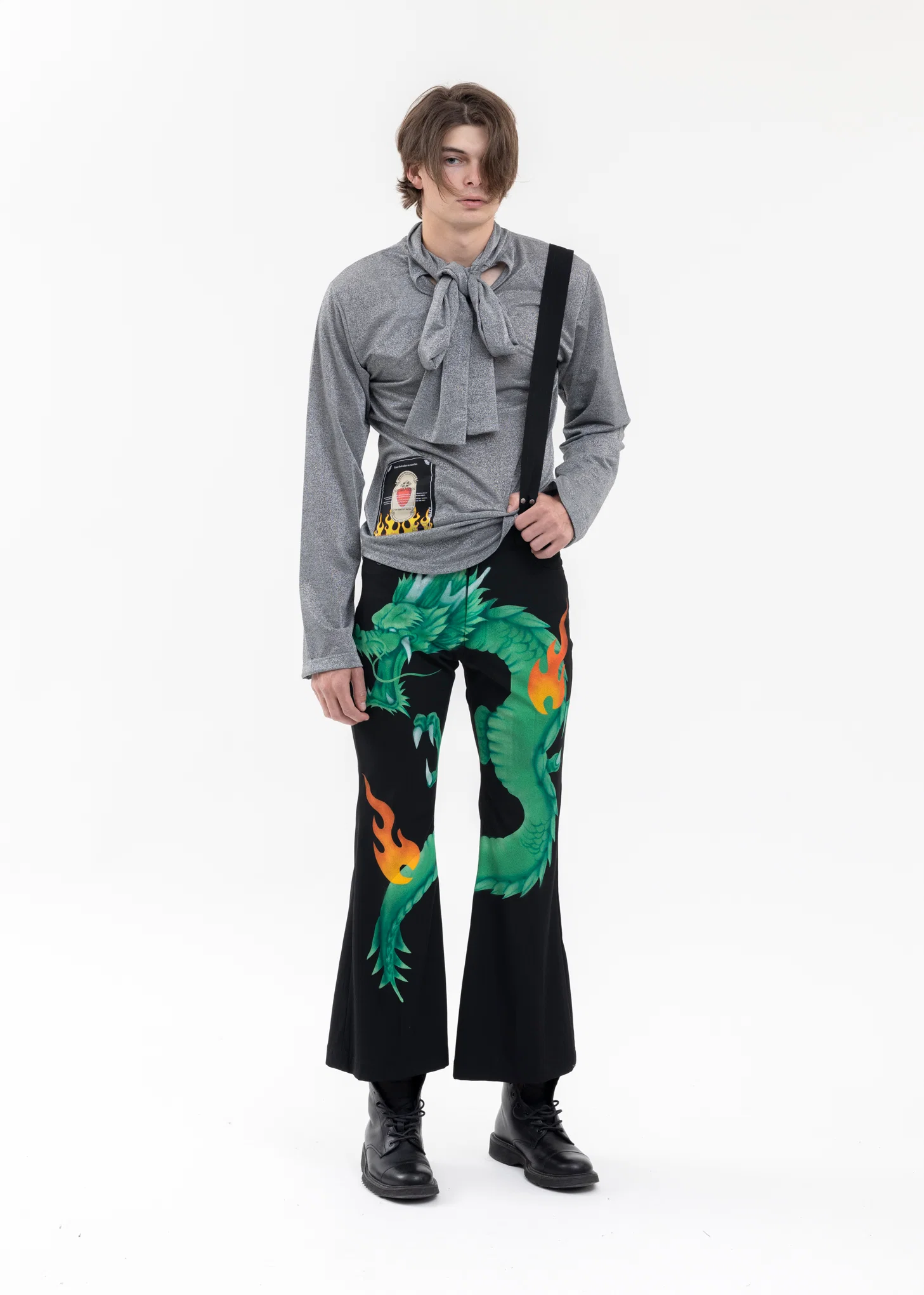 SILVER TIE COLLER GLITTER SHIRT - Image 8