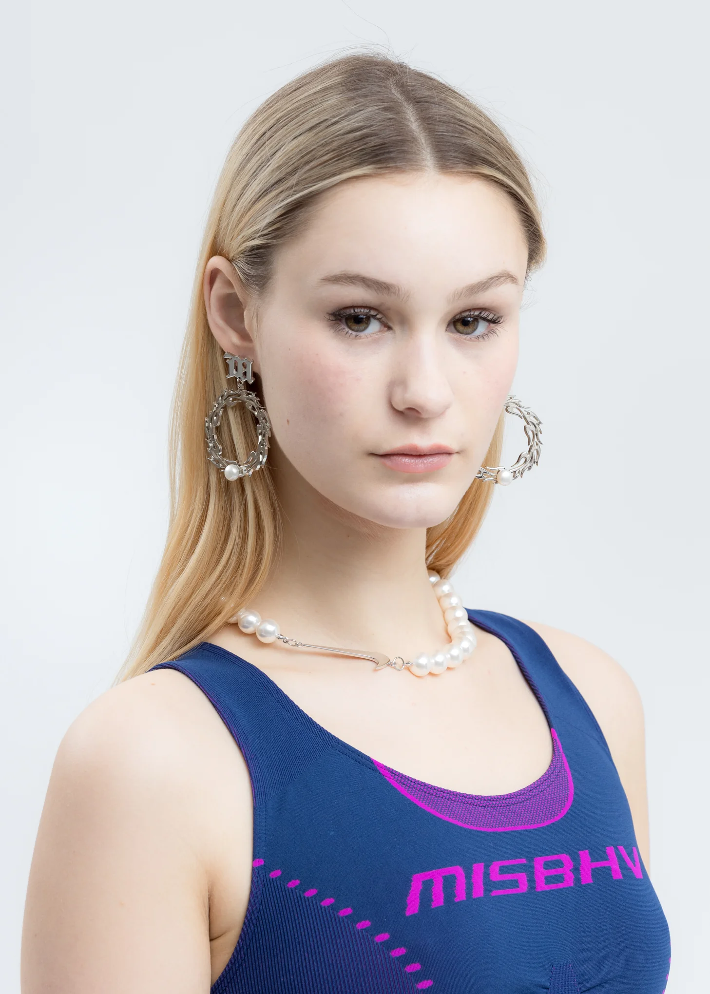 Silver Tribal Circle Pearl Earring (Single) - Image 2