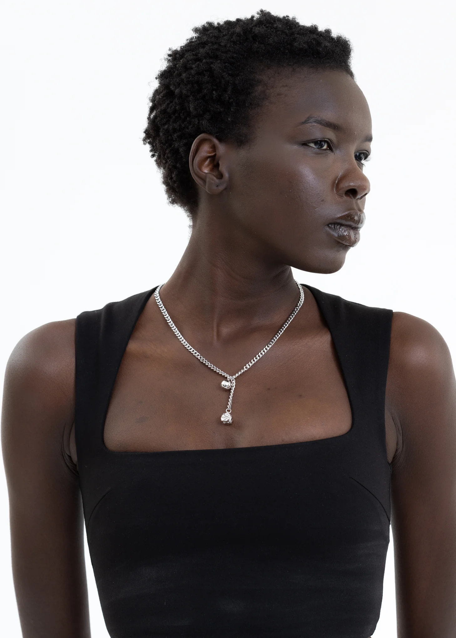 Silver Two Balls Necklace - Image 2